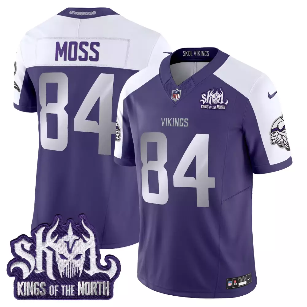 Moss 84 Minnesota Vikings 2025 Purple Skol Patch Jersey | Stitched Vapor | Limited Edition Fan Gear | For Men, Women & Youth