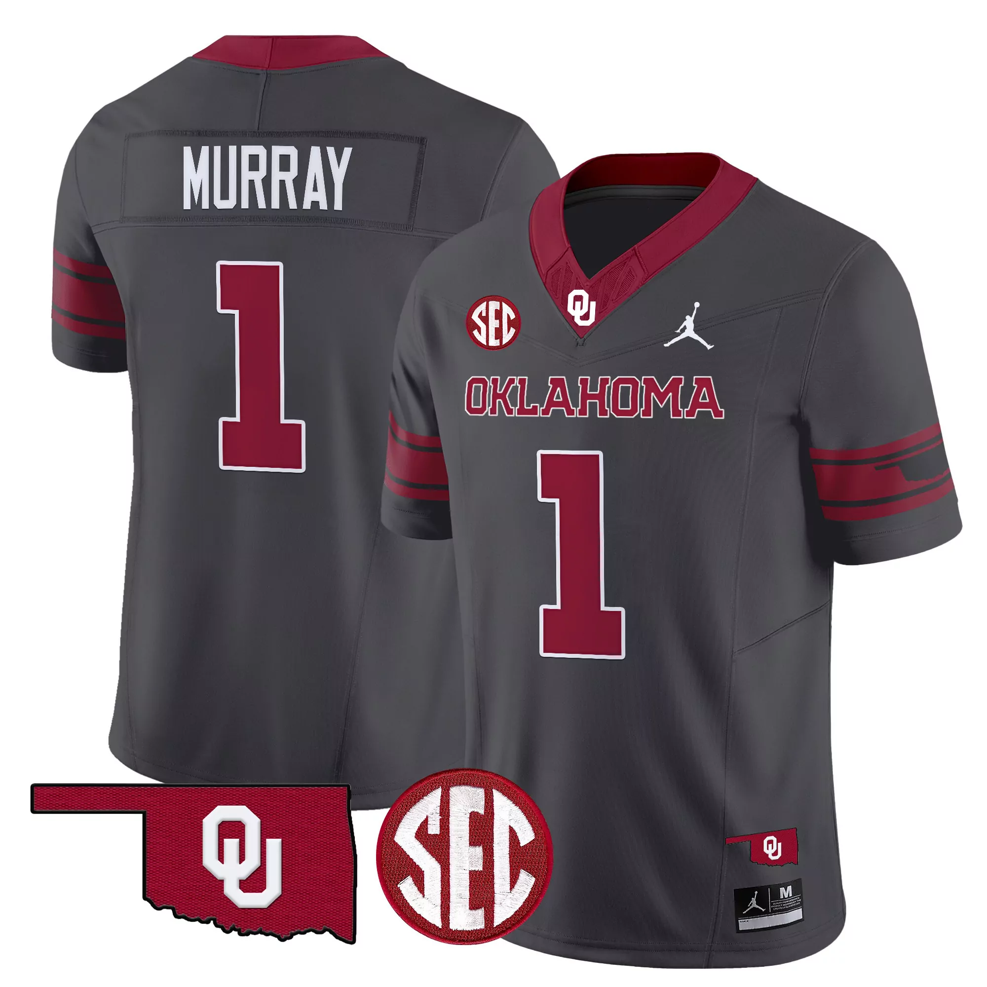 murray 1 men s vapor jersey all stitched oklahoma sooners crimson sec patch 2025
