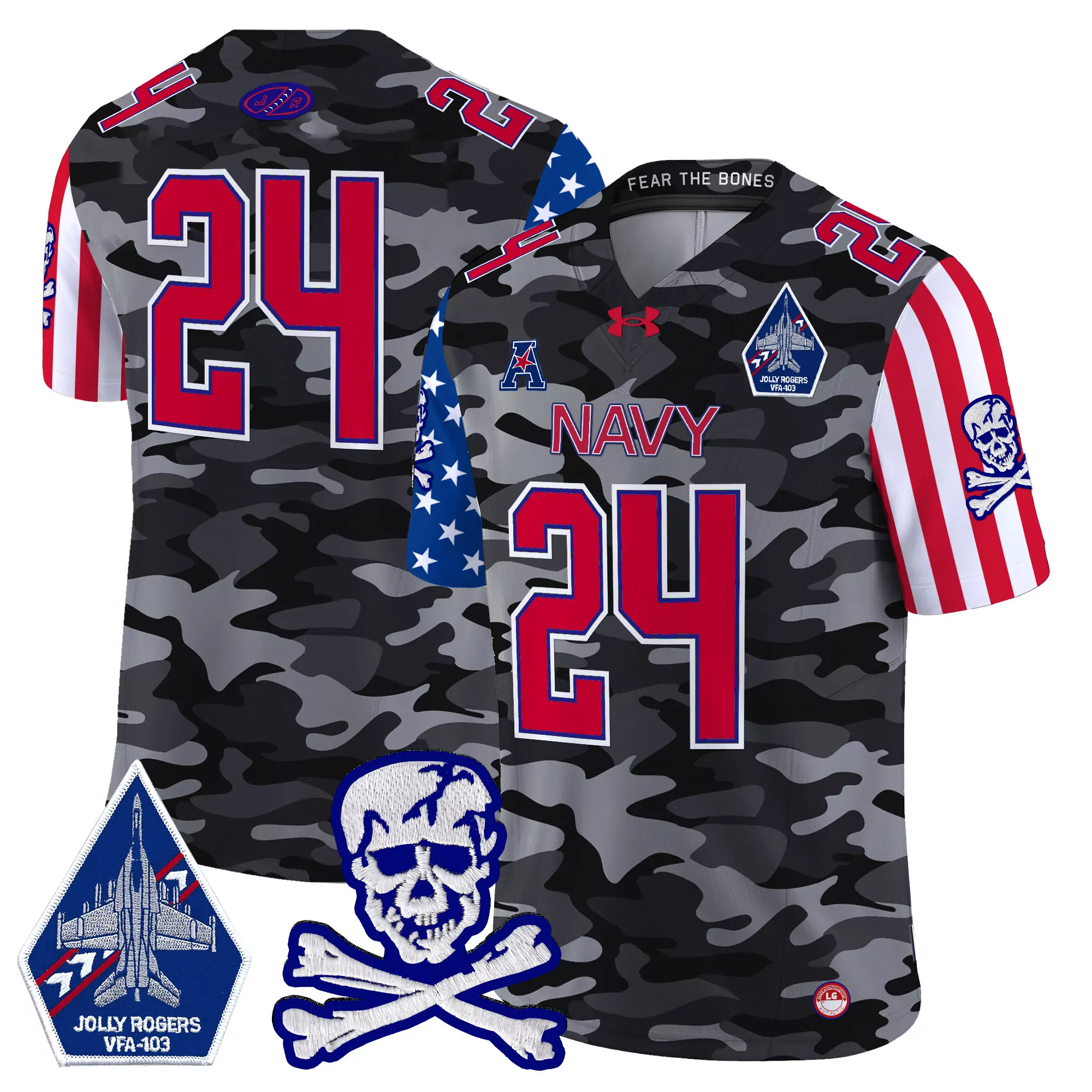 Navy 12 Stitched Men'S Jersey Gold With Name Patch 2025 Jolly Rogers Vfa 103
