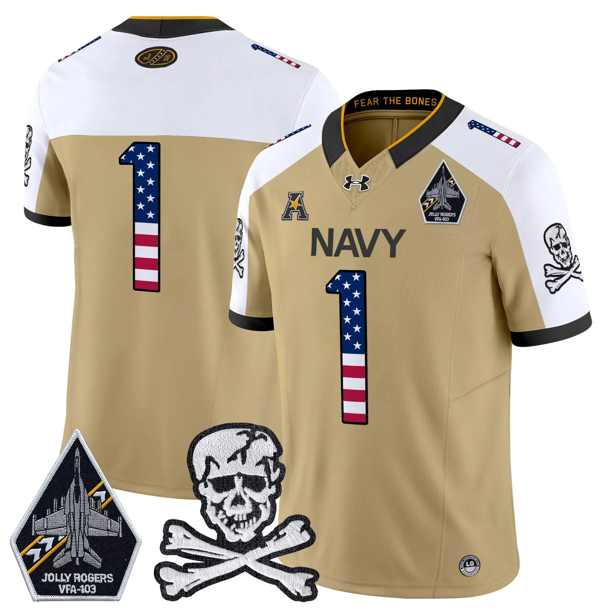 Navy Jolly Rogers 1 Men'S Navy All Stitched Jersey Name Patch 2025