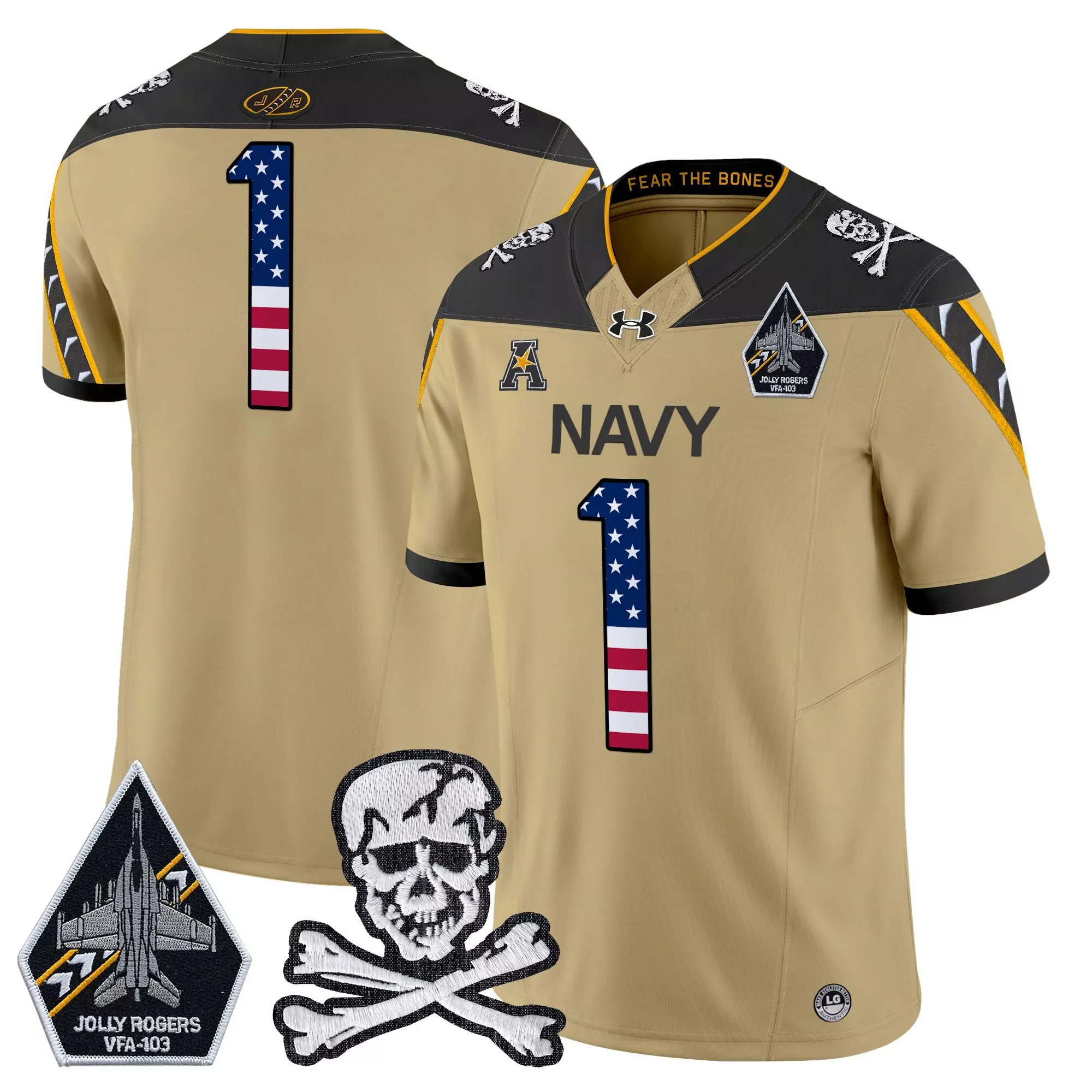 Navy Jolly Rogers 1 Men'S Navy All Stitched Jersey Name Patch 2025