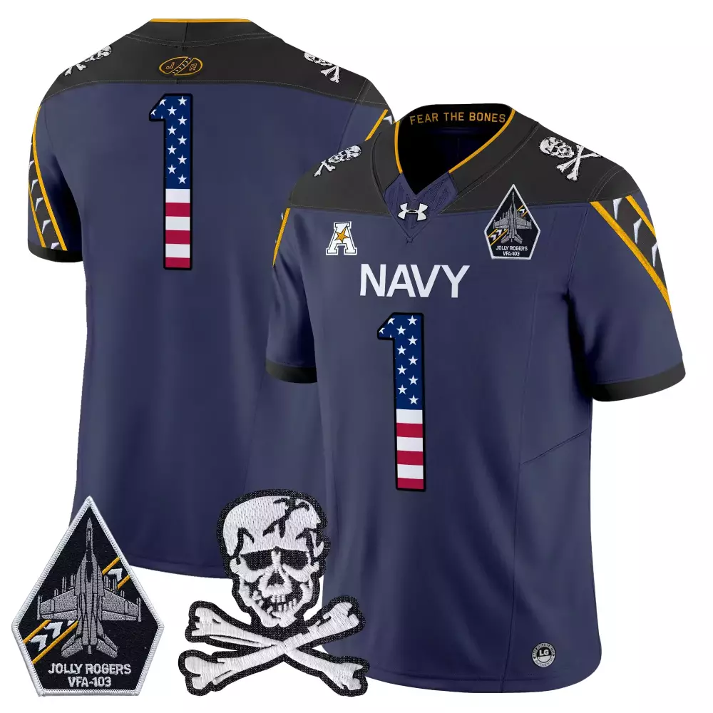 men s white navy midshipmen vapor stitched jersey jolly rogers vf 84 patch 2024