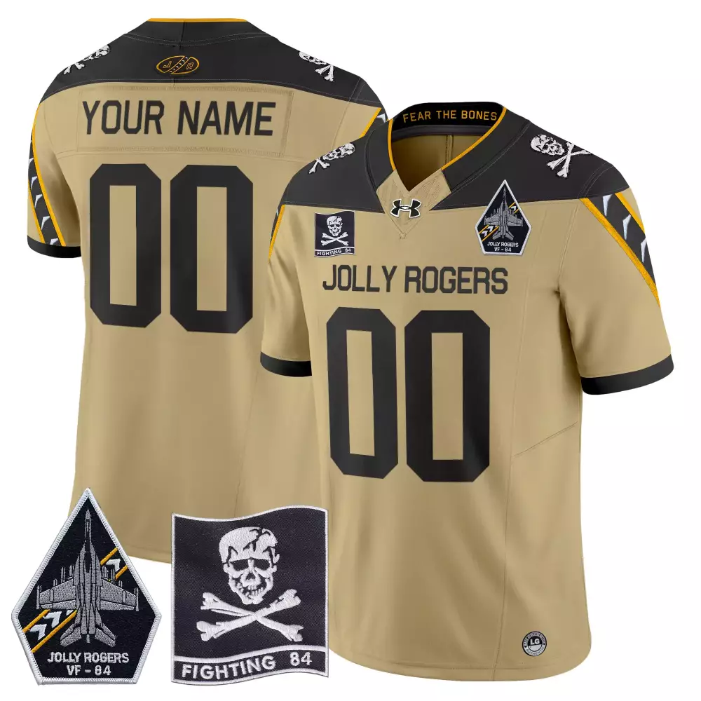 Navy Midshipmen Black 2024 Jolly Rogers Custom Jersey All Stitched Youth