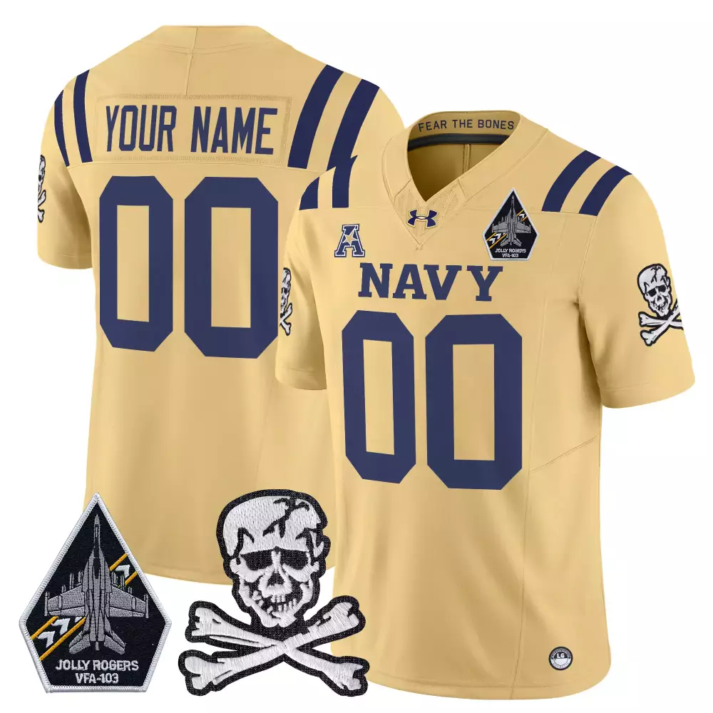 Navy Midshipmen Custom Stitched Jersey Navy Men 2024 Name Patch 00
