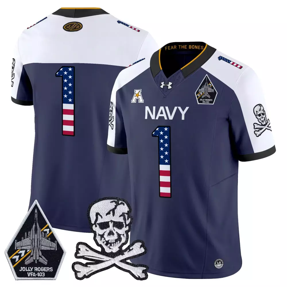 Navy Midshipmen Jolly Rogers 1 Men'S Stitched Jersey Navy 2023 Limited Edition