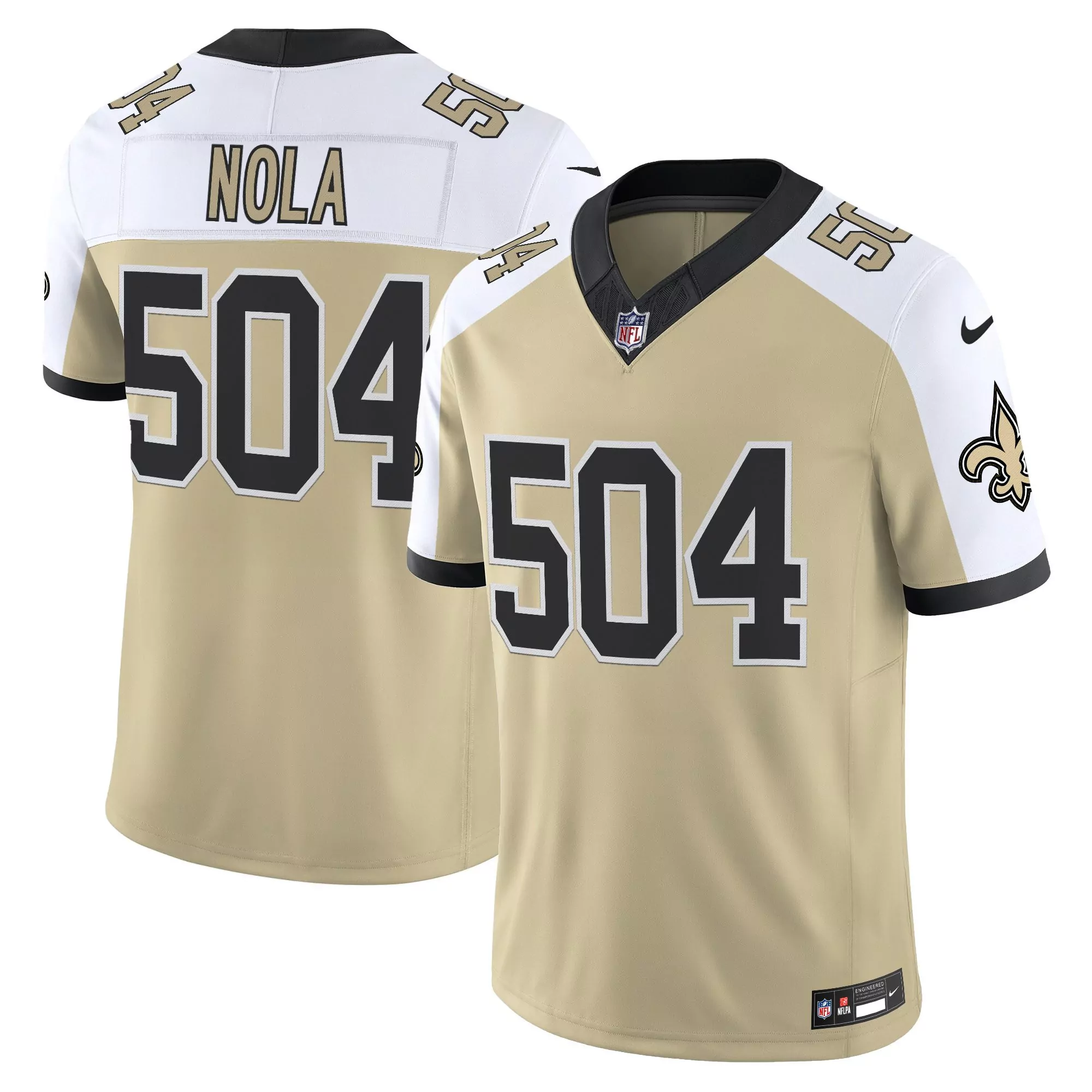 Nola 504 Stitched Men'S Jersey Black New Orleans Saints 2021 Name Patch