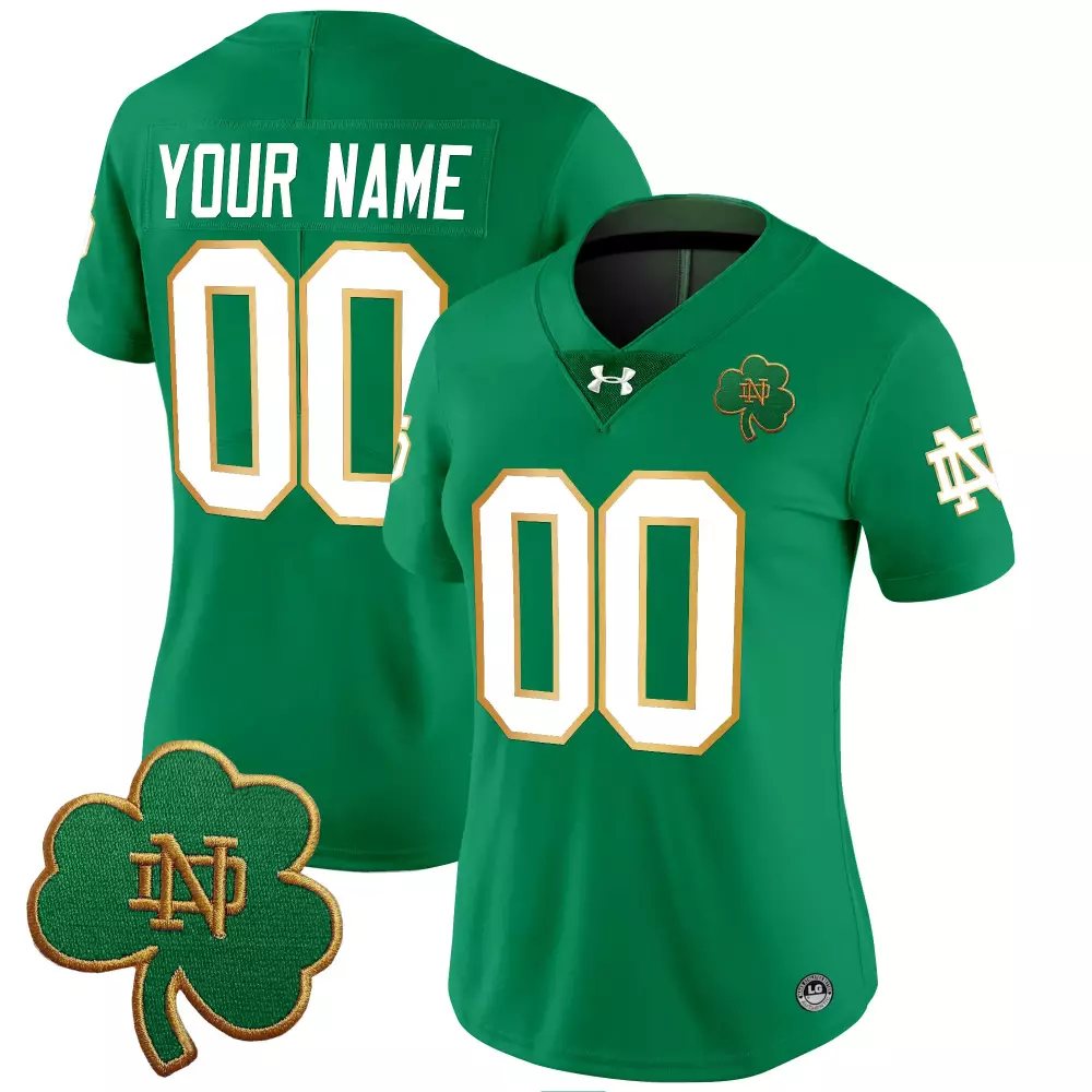 notre dame fighting irish green stitched jersey custom name patch men s 2023