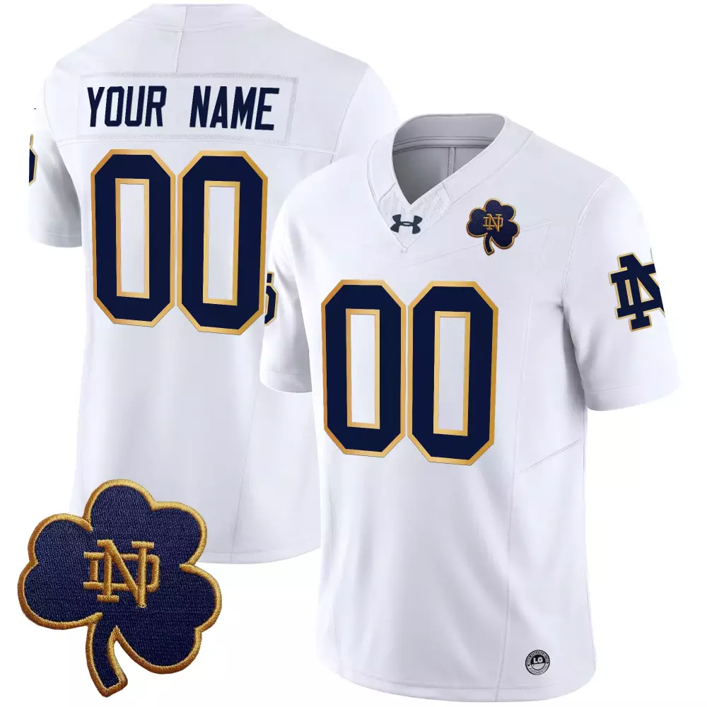 Notre Dame Fighting Irish White Jersey All Stitched Name Patch 2023 Men'S Style