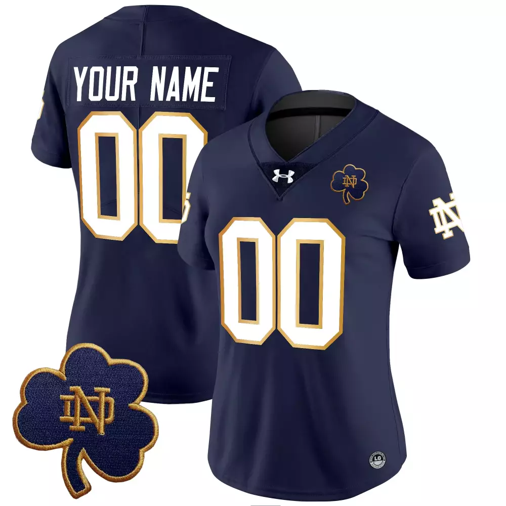 Notre Dame Fighting Irish Women'S Navy All Stitched Custom Jersey 2025 With Name Patch