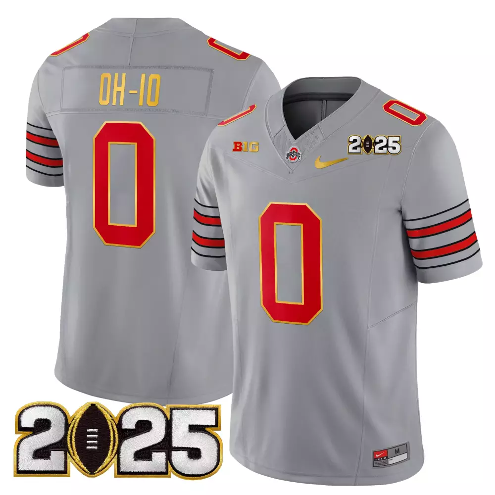 Oh 10 0 Men's Stitched Vapor Jersey | Ohio State Gray 2025 Name Patch | Fan Gear for Men, Women & Youth