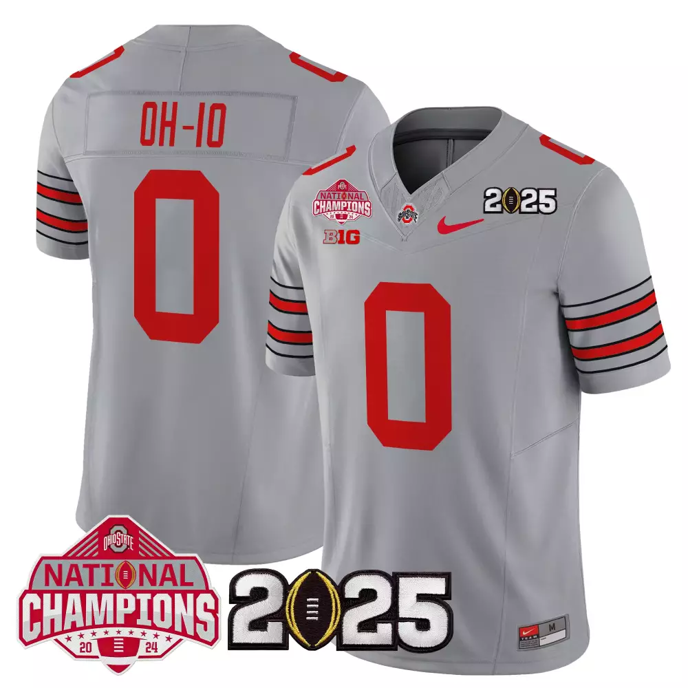 OH 10 Men's Stitched Jersey White | Ohio State Buckeyes National Champions Patch 2025 | Replica Fan Gear | For Men, Women & Youth