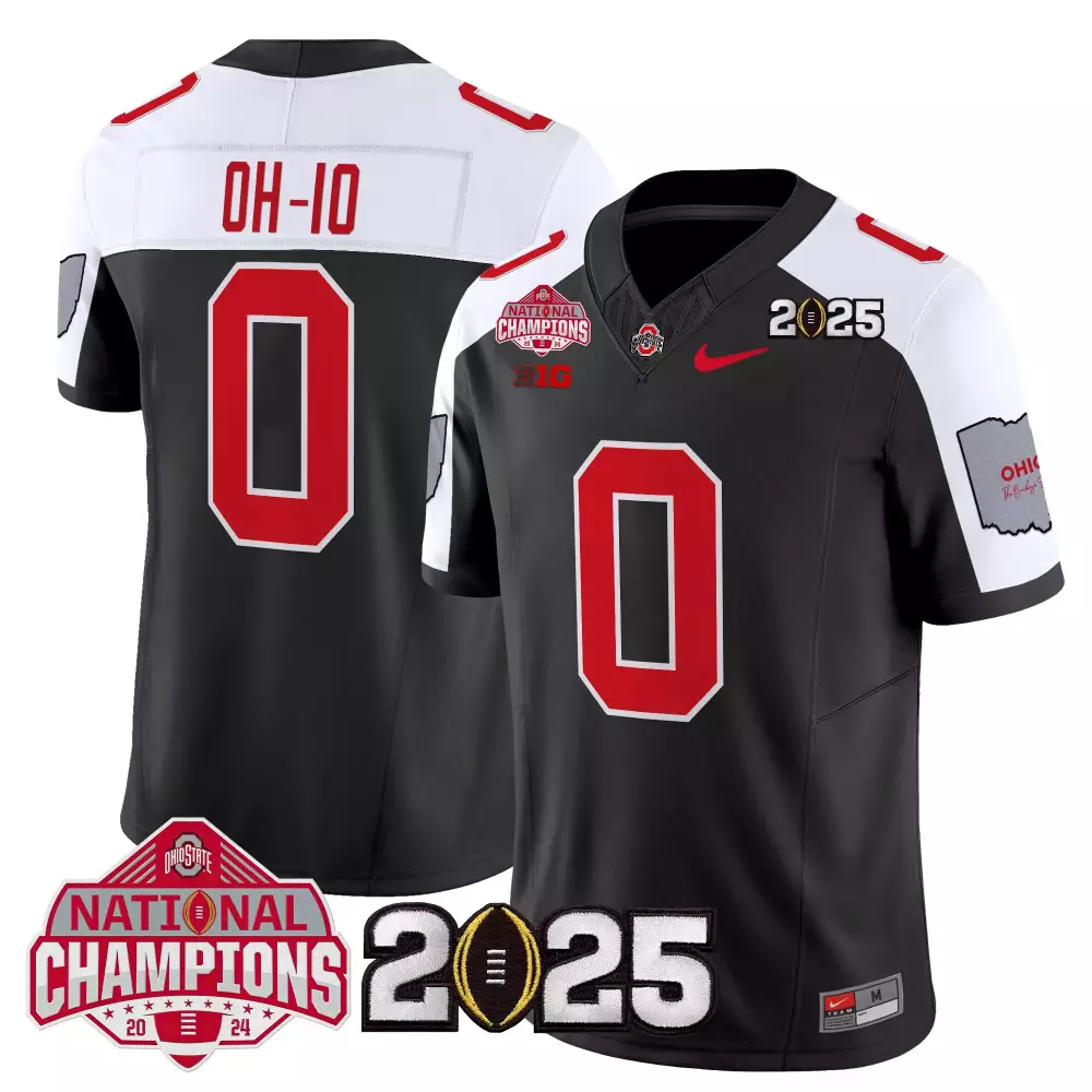 OH 10 Stitched Men's Ohio State Buckeyes Black Jersey | Name Patch National Champions 2025 | Game Day Outfit | For Men, Women & Youth