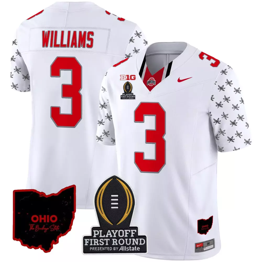 Ohio State Buckeyes 2024 Playoff First Round Red Jersey All Stitched Name Patch Mens Style 1