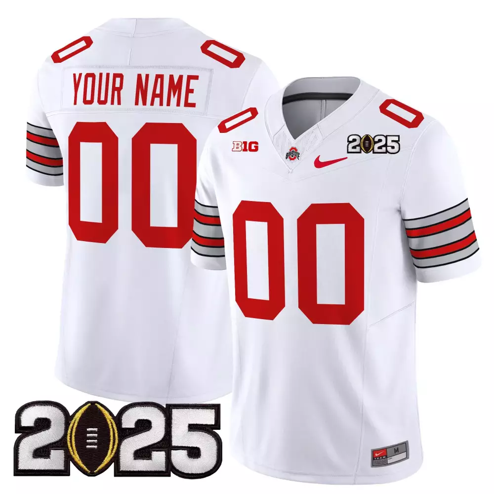 Ohio State Buckeyes 2025 Custom Name Patch Jersey All Stitched White Men'S