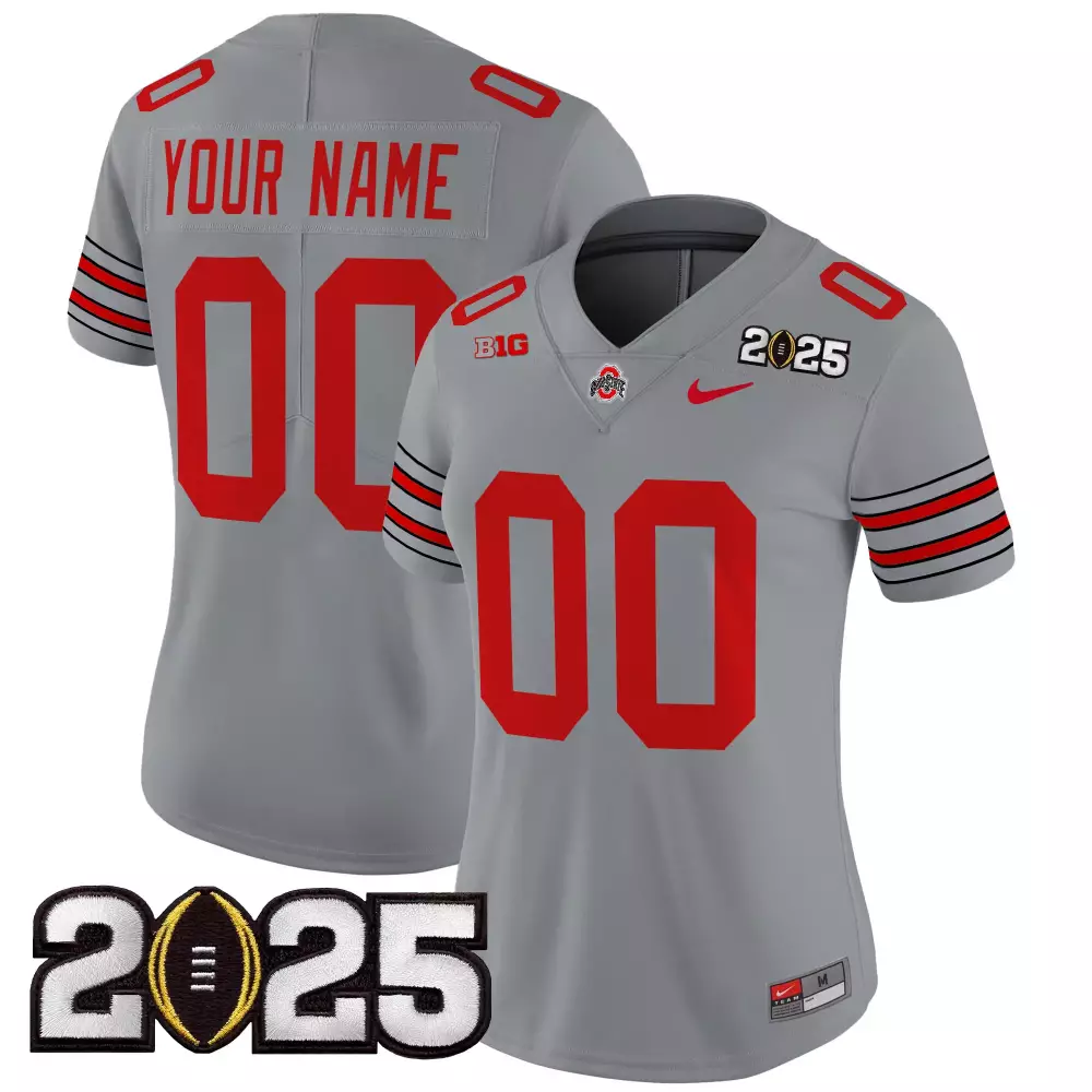 Ohio State Buckeyes 2025 Custom Name Patch Jersey All Stitched White Men'S