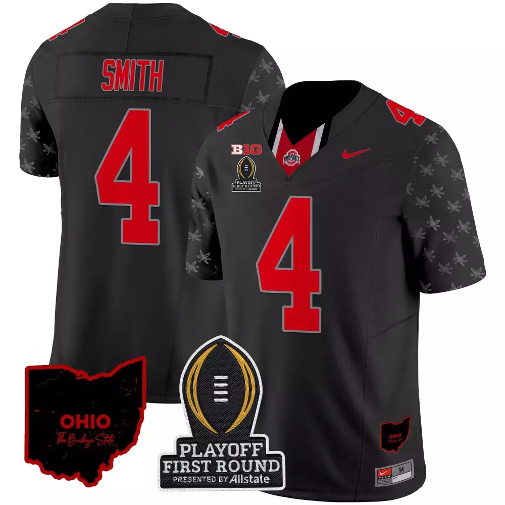 Ohio State Buckeyes 2024 Smith 4 Stitched Jersey | White Playoff Name Patch | For Men, Women & Youth