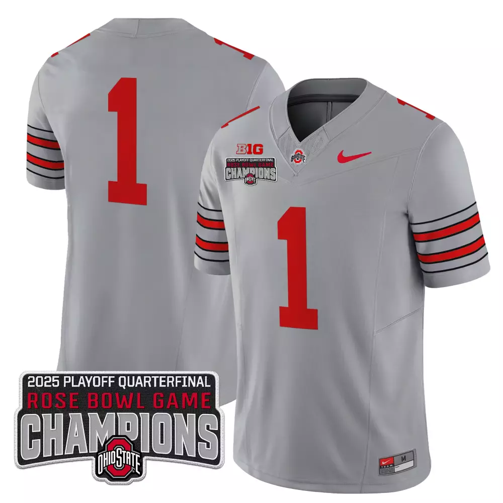 Ohio State Buckeyes Men's Gray Stitched Jersey | 2025 CFP Final Name Patch | For Men, Women & Youth