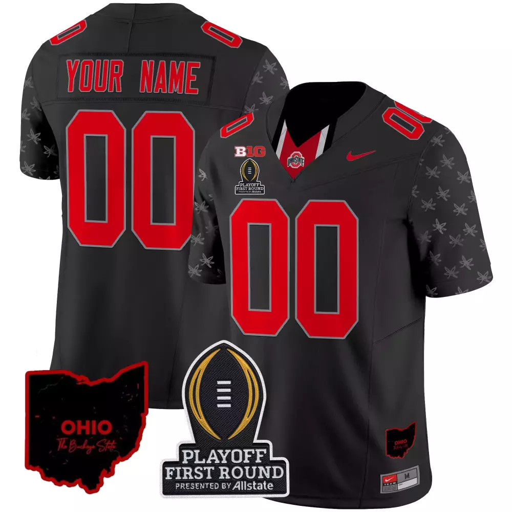 Ohio State Buckeyes Men's Black Stitched Jersey | 2025 Playoff First Round Name Patch | For Men, Women & Youth