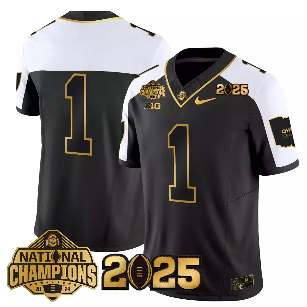 Ohio State Buckeyes Men's Black Stitched Jersey | 2025 Playoff First Round Name Patch | For Men, Women & Youth