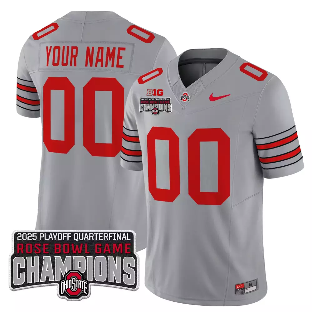Ohio State Buckeyes Men's Stitched Name Patch Jersey | Gray 2025 Champions | For Men, Women & Youth