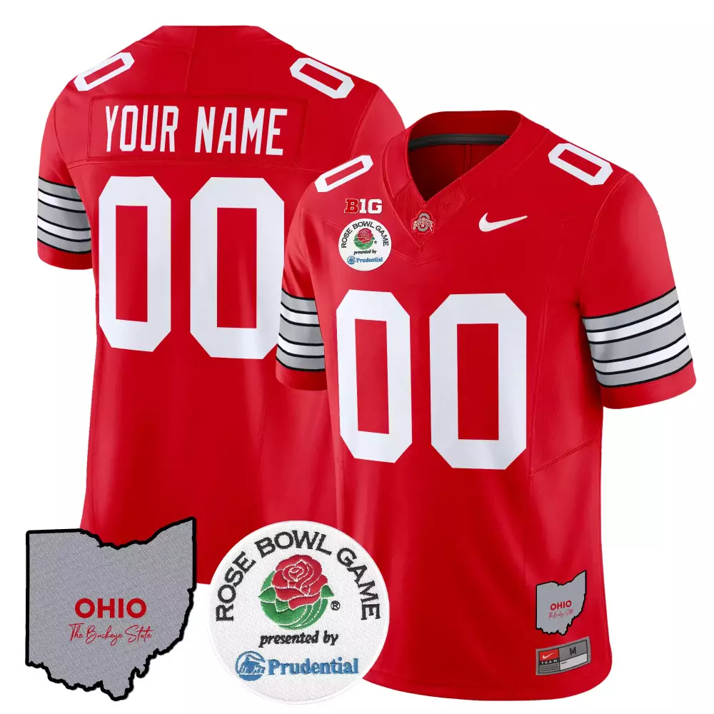 Ohio State Buckeyes Women'S White Rose Bowl Game All Stitched Custom Jersey Name Patch 2023