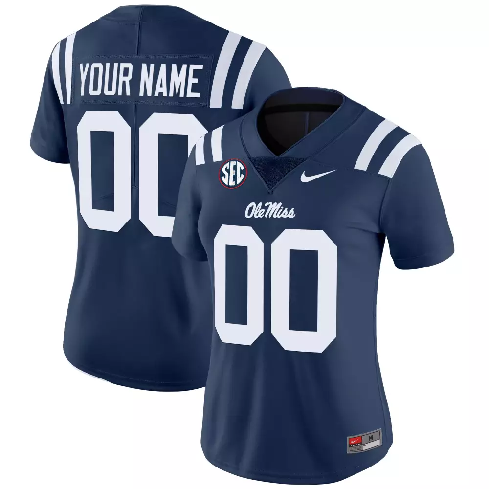 Ole Miss Rebels Women's Stitched Jersey | Navy 2025 Name Patch 00 | Fan Gear for Women
