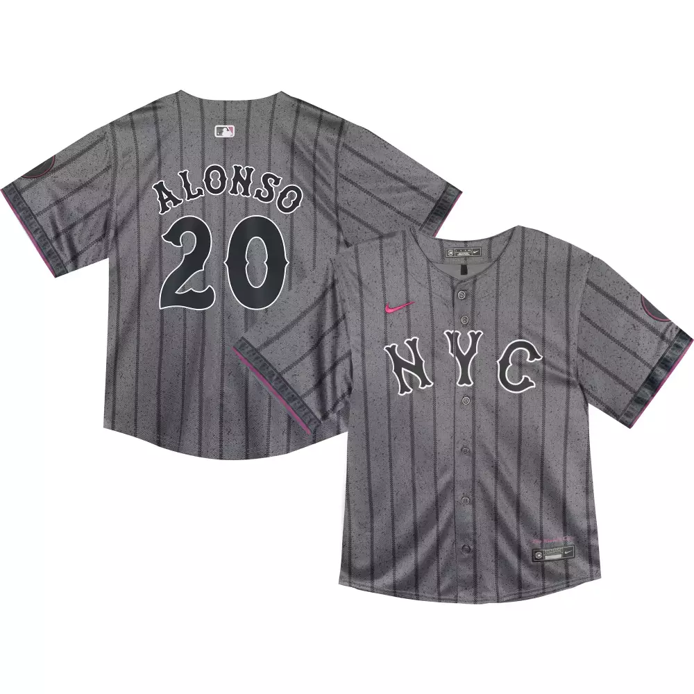 Pete Alonso 20 NYC 2025 Gray Stitched Jersey | Men's Style Name Patch | Fan Gear for Men, Women & Youth