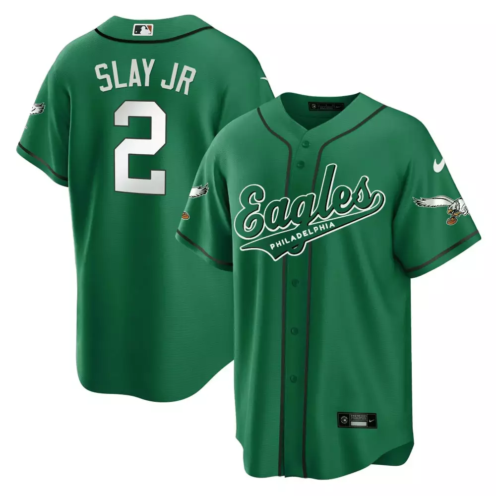 Slay Jr 2 Philadelphia Eagles Kelly Green Stitched Jersey | 2023 Name Patch | Limited Edition Fan Gear | For Men, Women & Youth