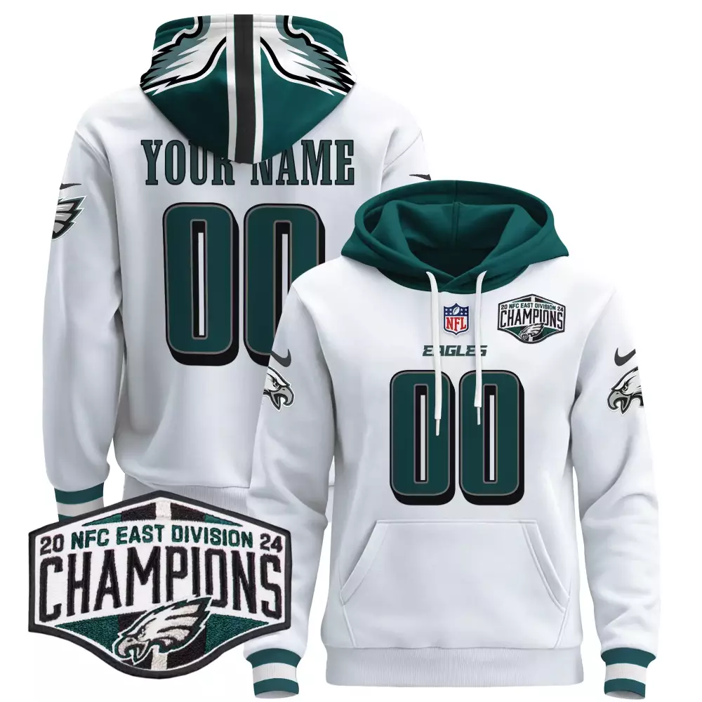 White All Stitched Jersey | Philadelphia Eagles 2024 NFC East Champions | For Men, Women & Youth