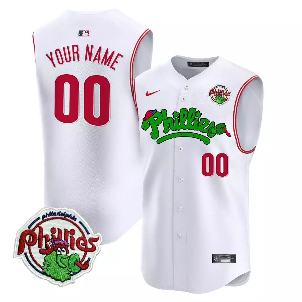 Phillies Custom Stitched Sleeveless Jersey White Men 2023 Name Patch 00