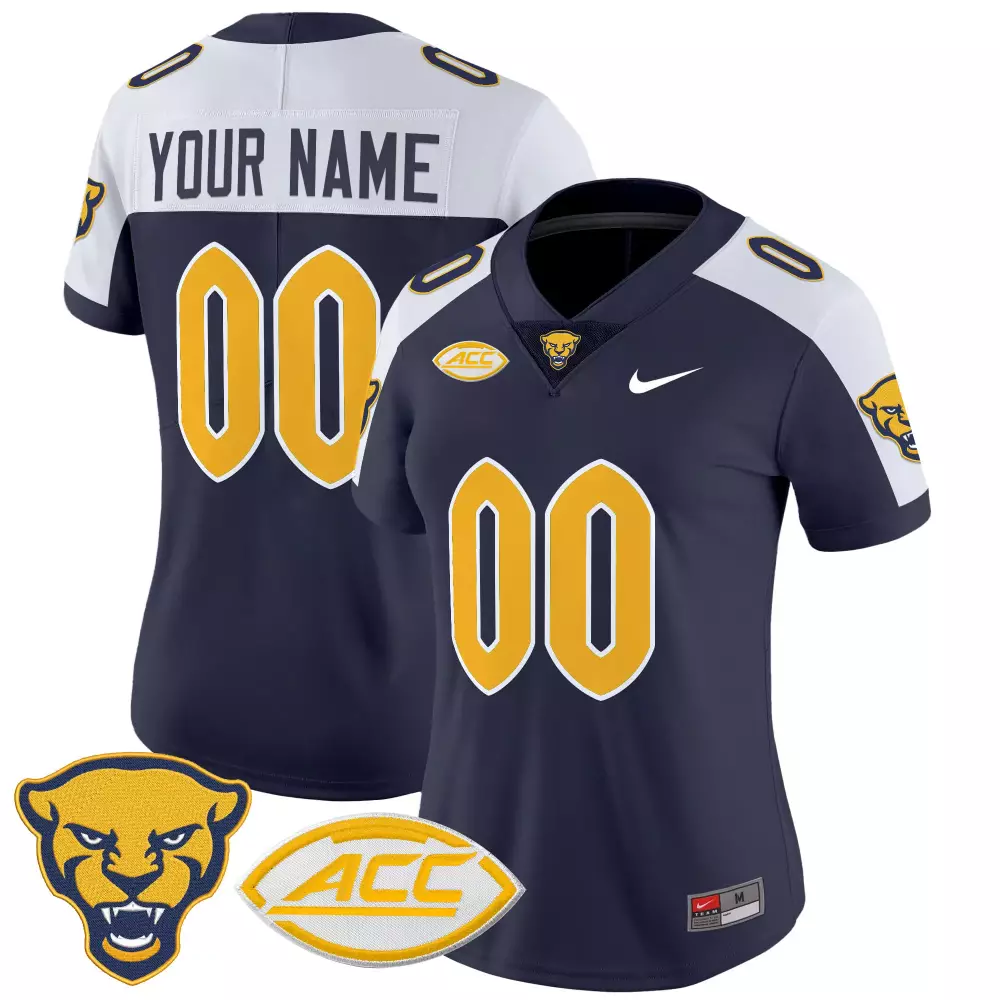 Pittsburgh Panthers Women'S Black Stitched Jersey Custom Name Patch 2025