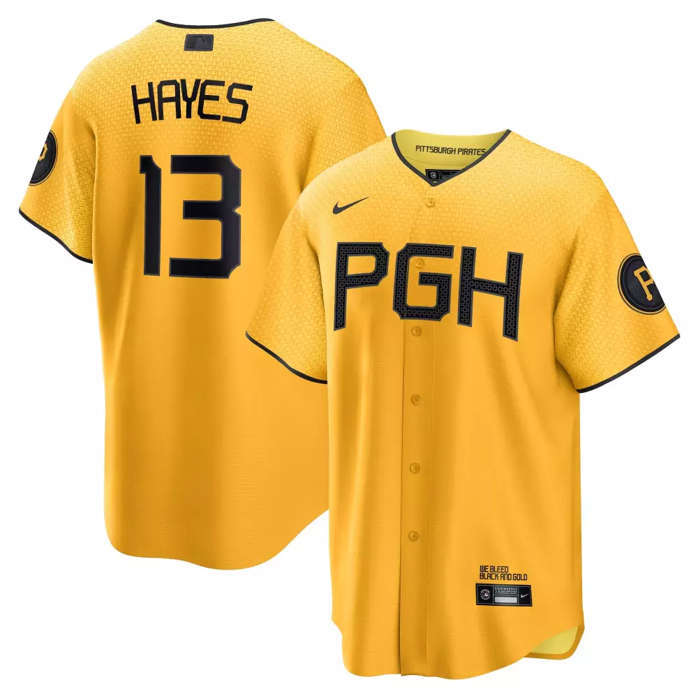 Pittsburgh Pirates Hayes 13 Yellow Stitched Jersey Unisex 2025 Name Patch