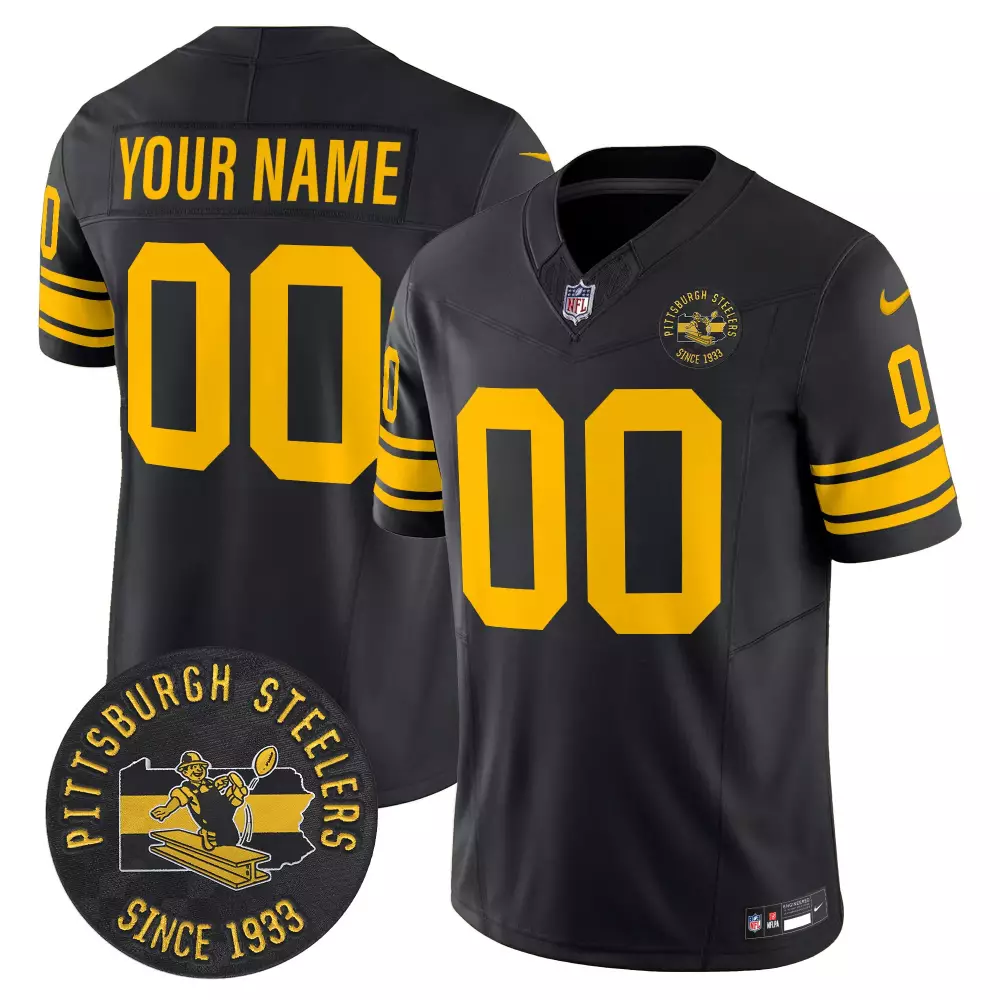 Pittsburgh Steelers Women's Black Stitched Jersey 50th Anniversary 2022 Name Patch | Commemorative Fan Gear | For Women