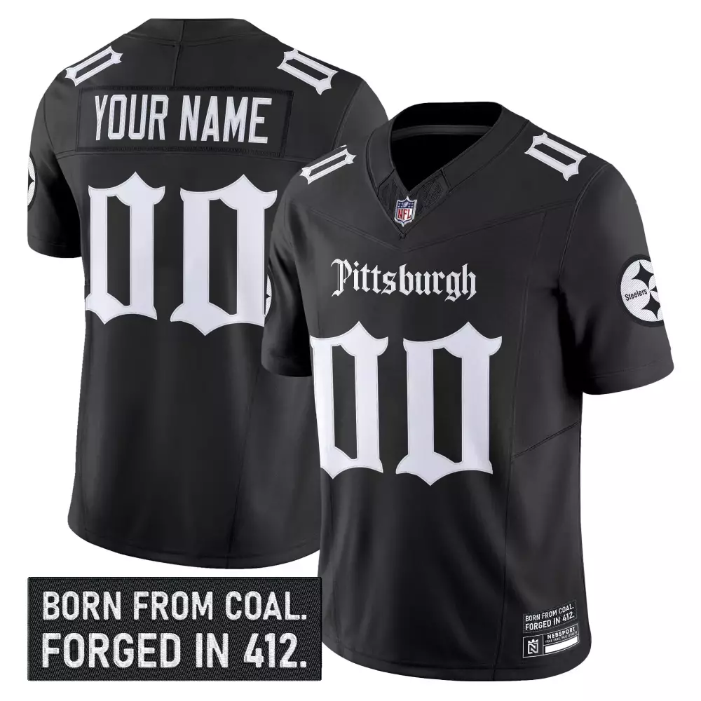 Pittsburgh Steelers Your Name 00 Women's Black Stitched Jersey Name Patch 2023 | Custom Fan Gear | For Women