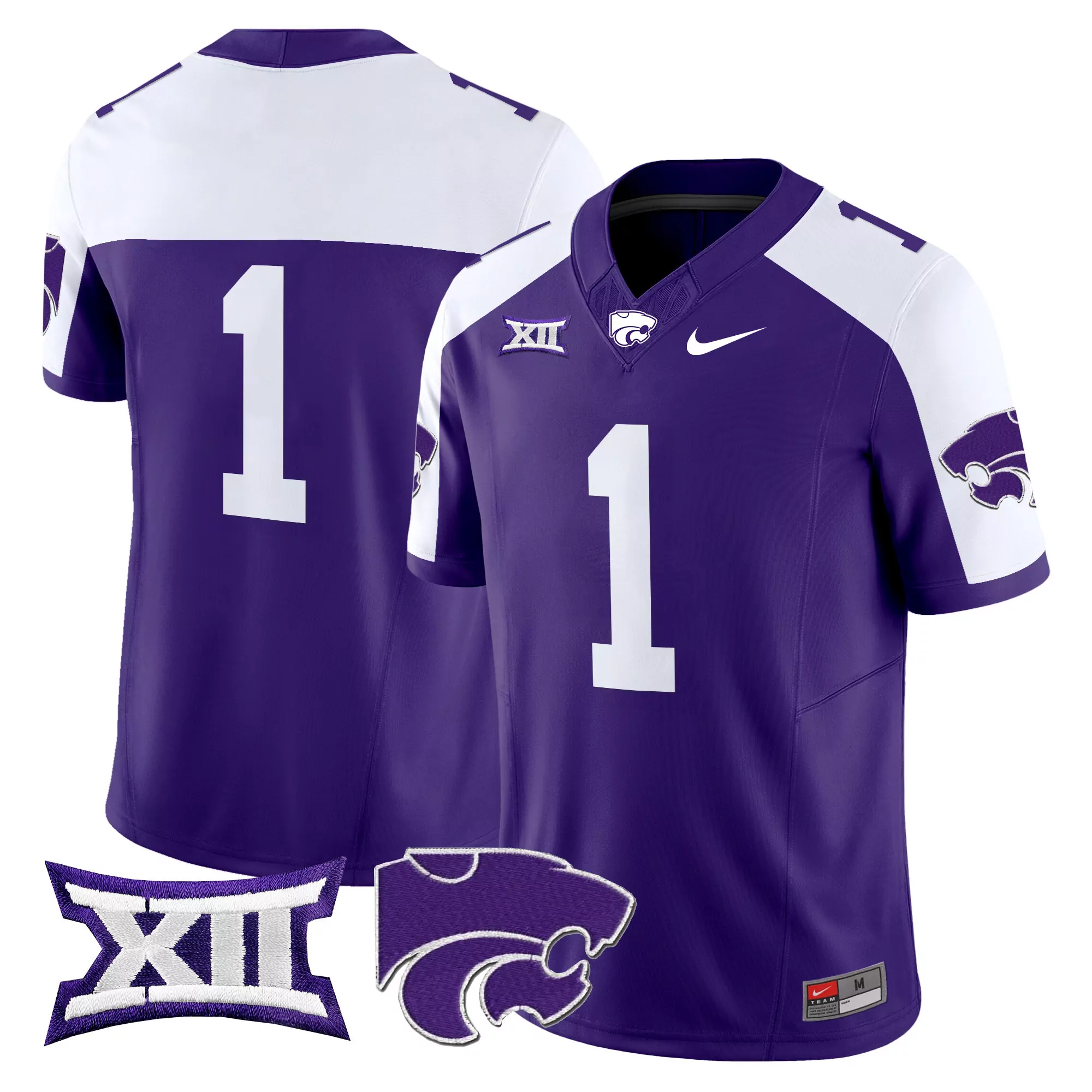 Player 1 Stitched Jersey Kansas State Wildcats Purple Men'Style Name Patch Year 2025
