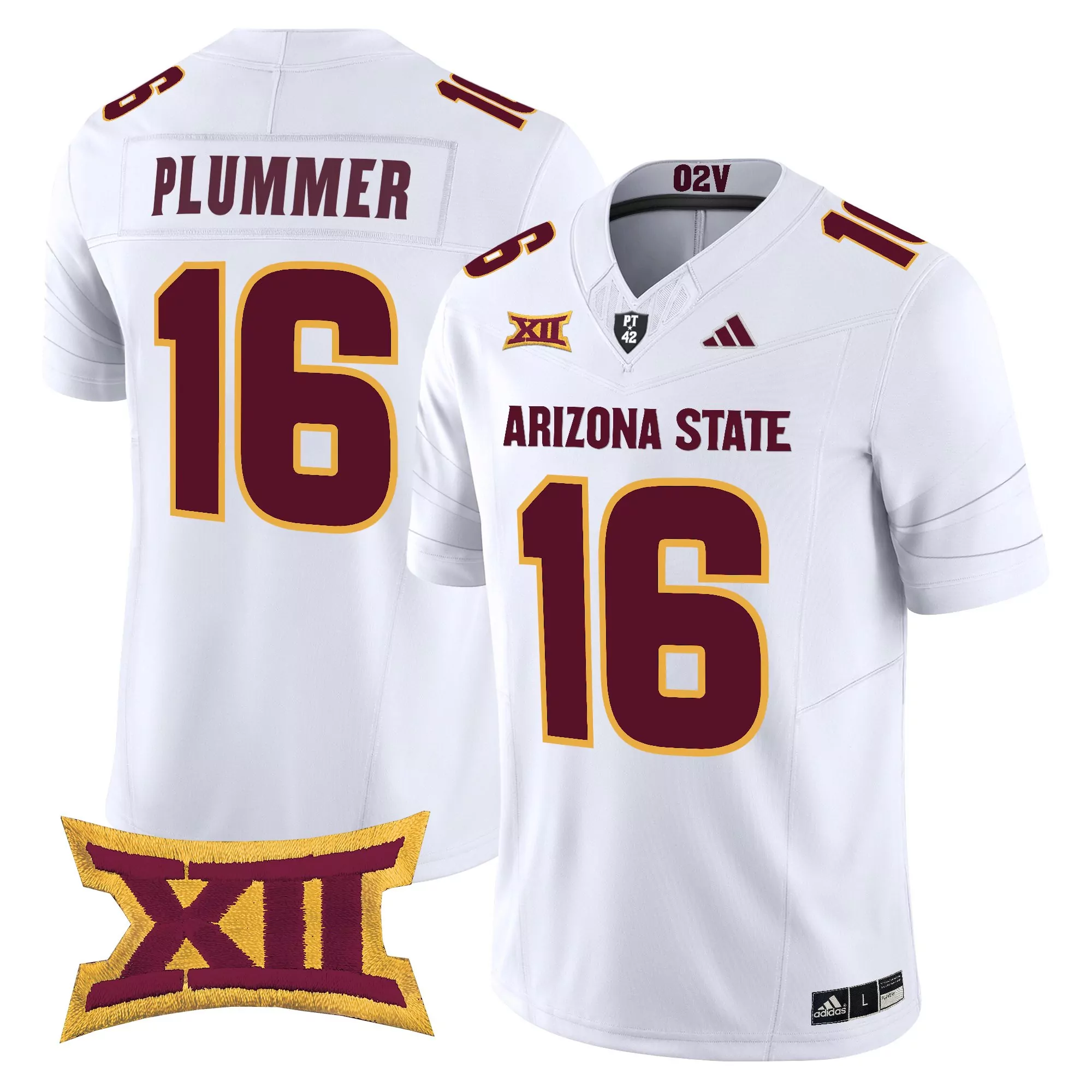 Plummer 16 Men'S Arizona State Sun Devils White Stitched Jersey With Xii Patch 2025