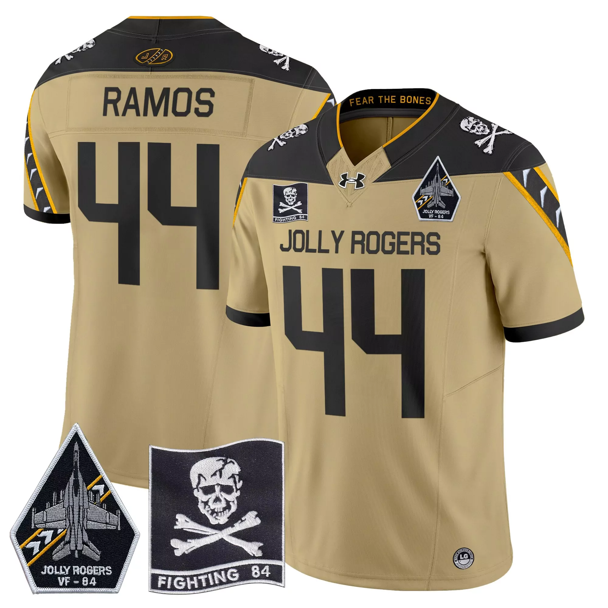ramos 44 men s vapor jersey navy gold 2023 jolly rogers all stitched