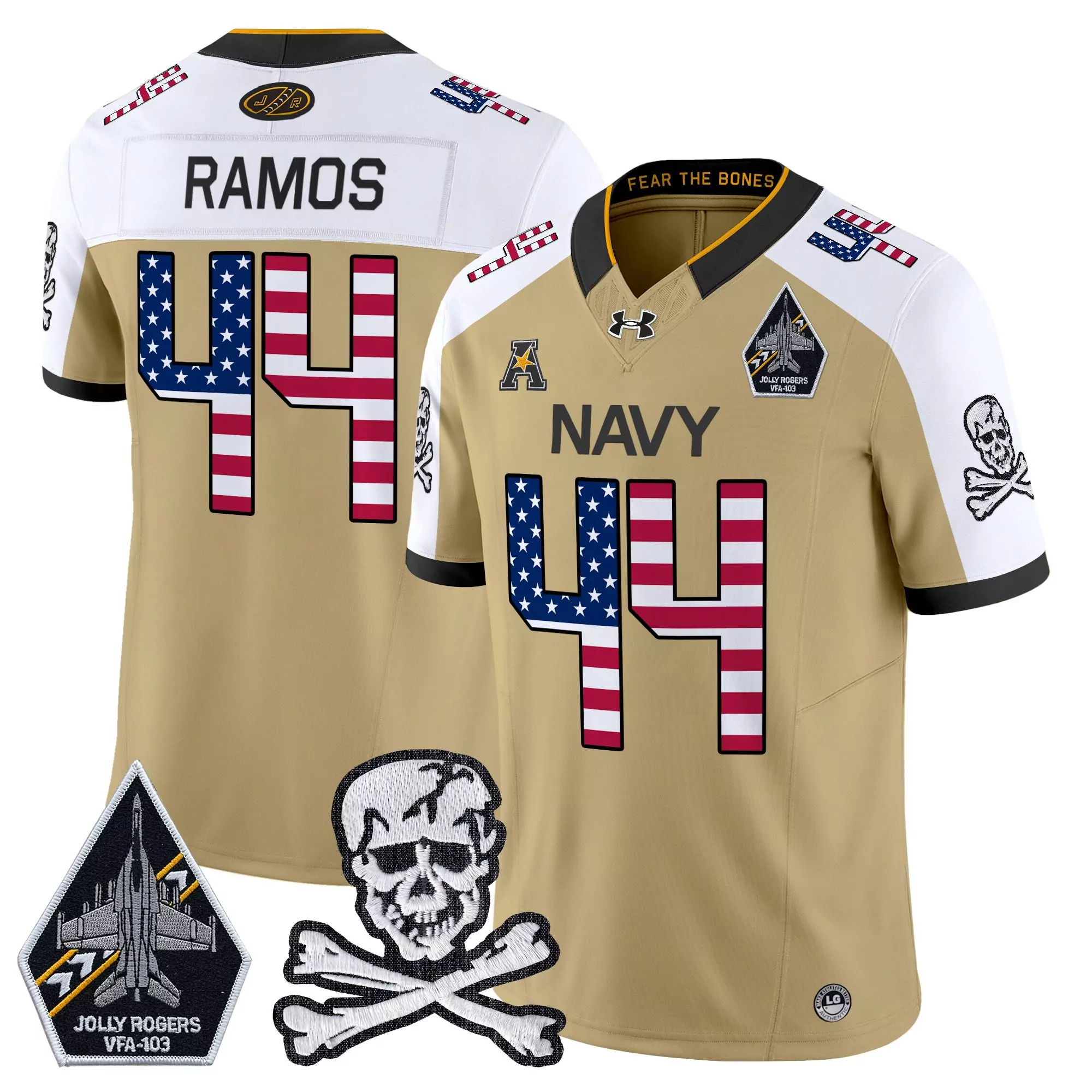 Ramos 44 Men'S Stitched Jersey White Jolly Rogers 2023 With Name Patch