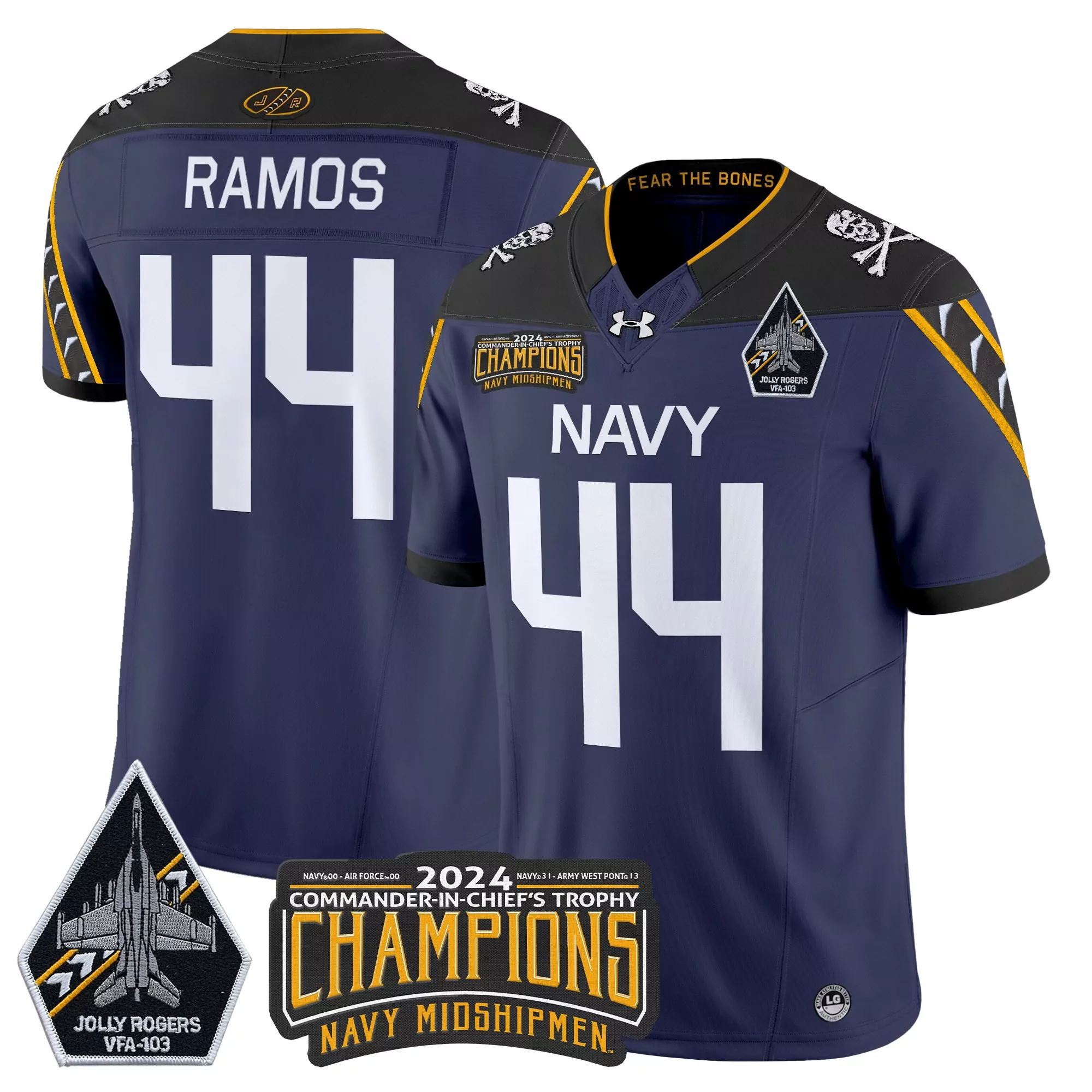 Ramos 44 Men'S Stitched Jersey White Jolly Rogers 2023 With Name Patch