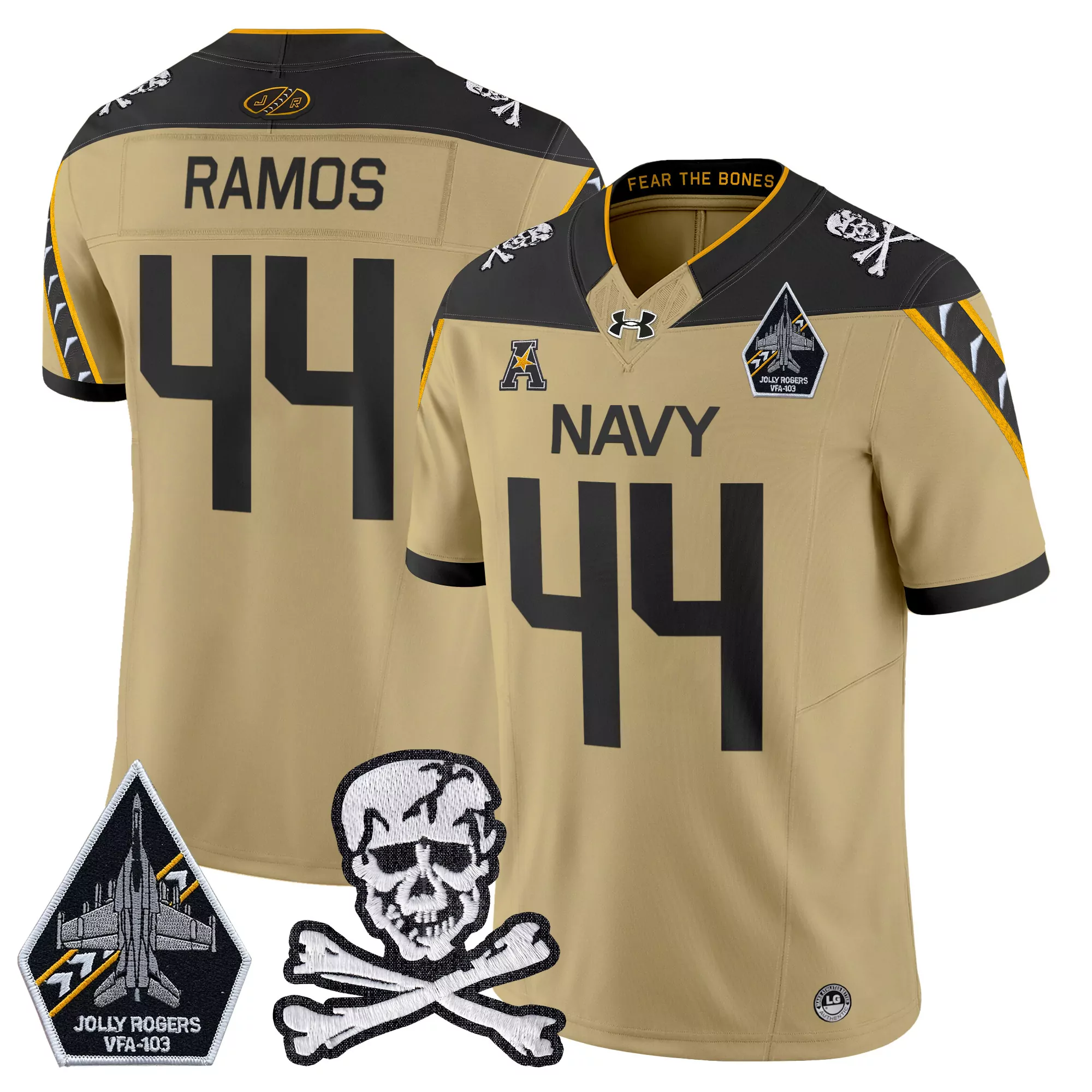 Ramos 44 Men'S Stitched Jersey White Jolly Rogers 2023 With Name Patch