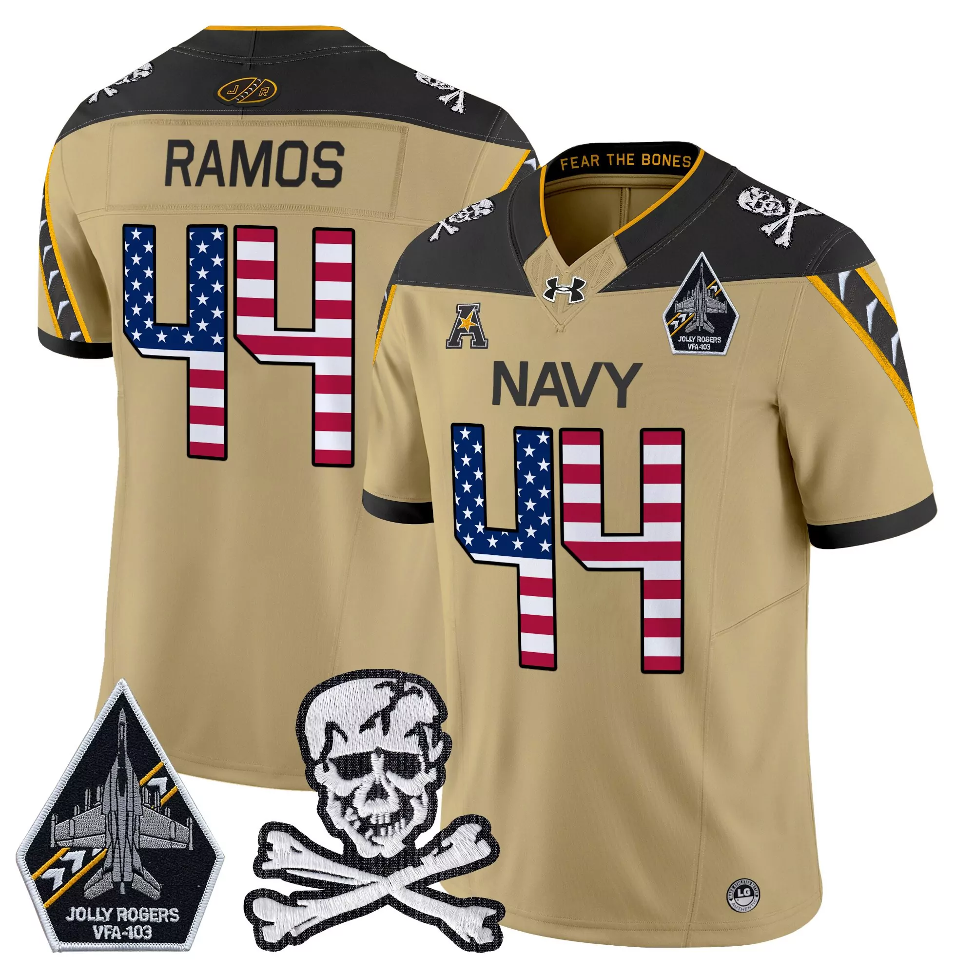 Ramos 44 Men'S Stitched Navy Jolly Rogers Jersey 2024 With Name Patch