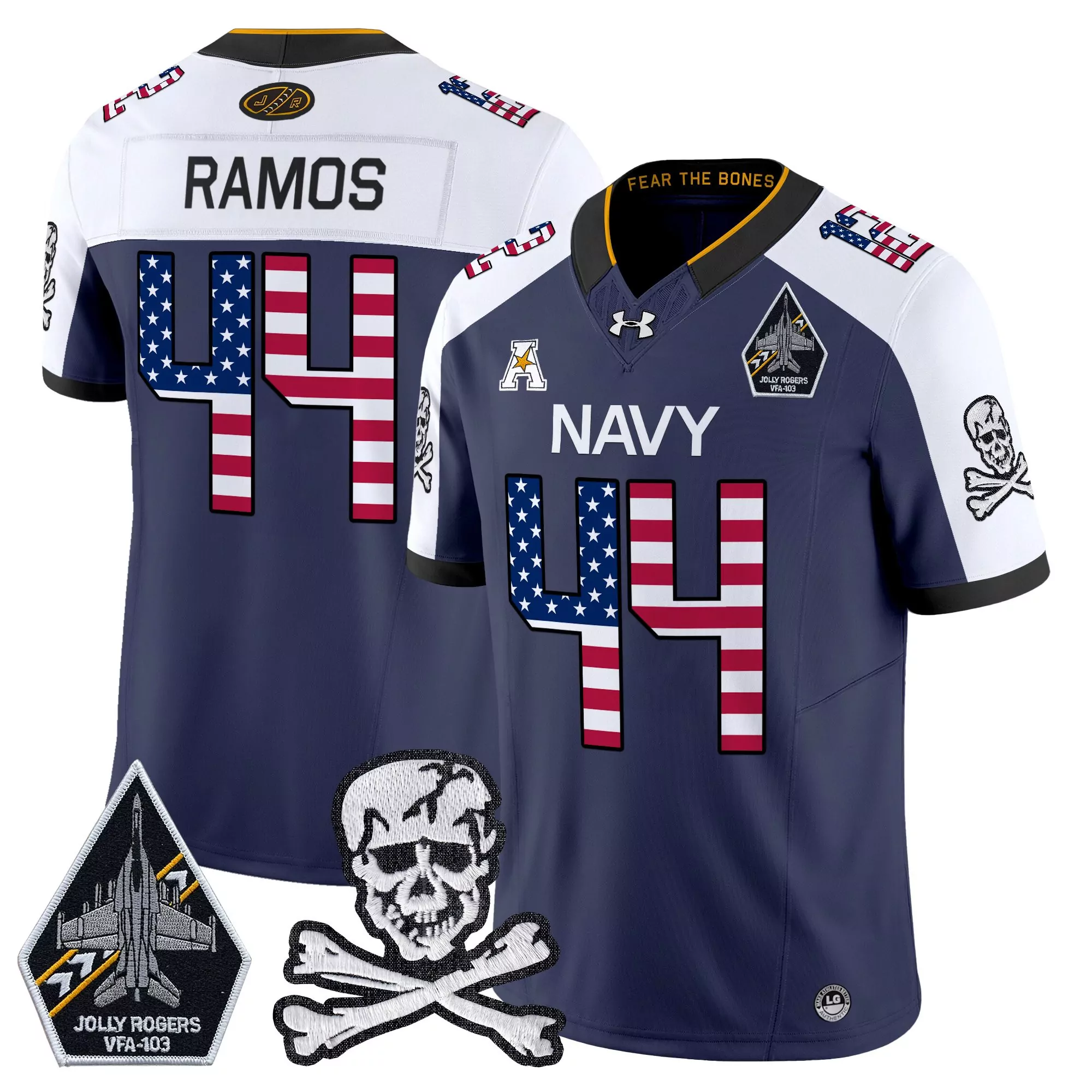 Ramos 44 Men'S Stitched Navy Jolly Rogers Jersey 2024 With Name Patch