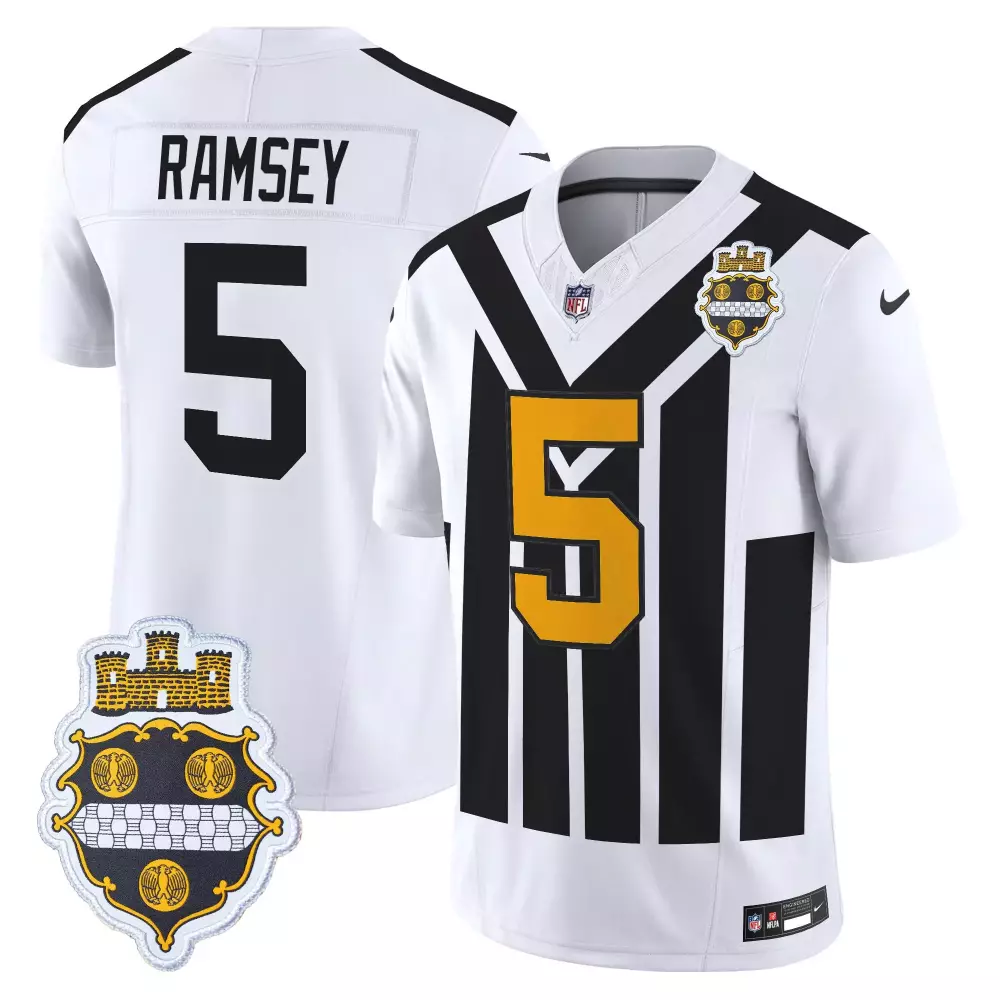 Ramsey 5 Pittsburgh Steelers White Stitched Jersey Men's Style 2023 With Name Patch | Fan Gear | For Men, Women & Youth