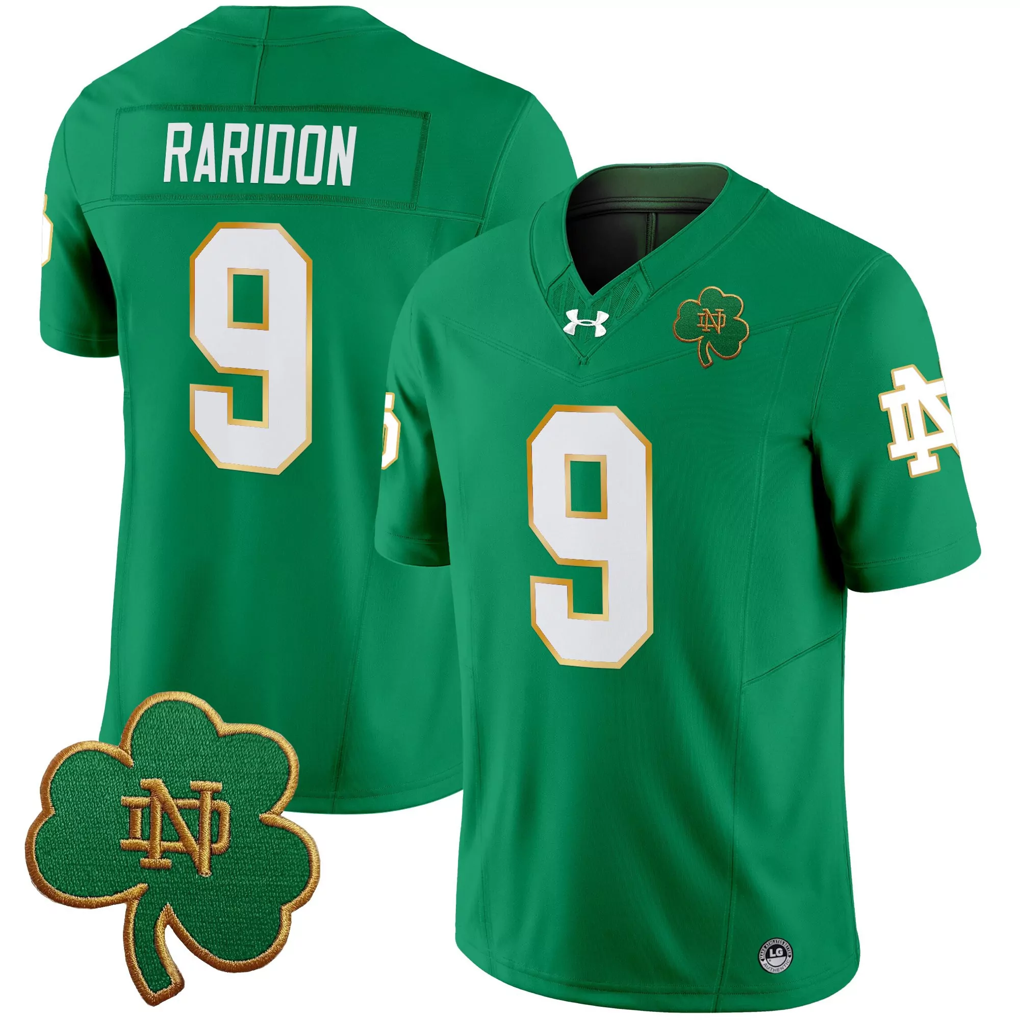 Raridon 9 Men'S Green Notre Dame Fighting Irish Stitched Jersey 2025 With Name Patch