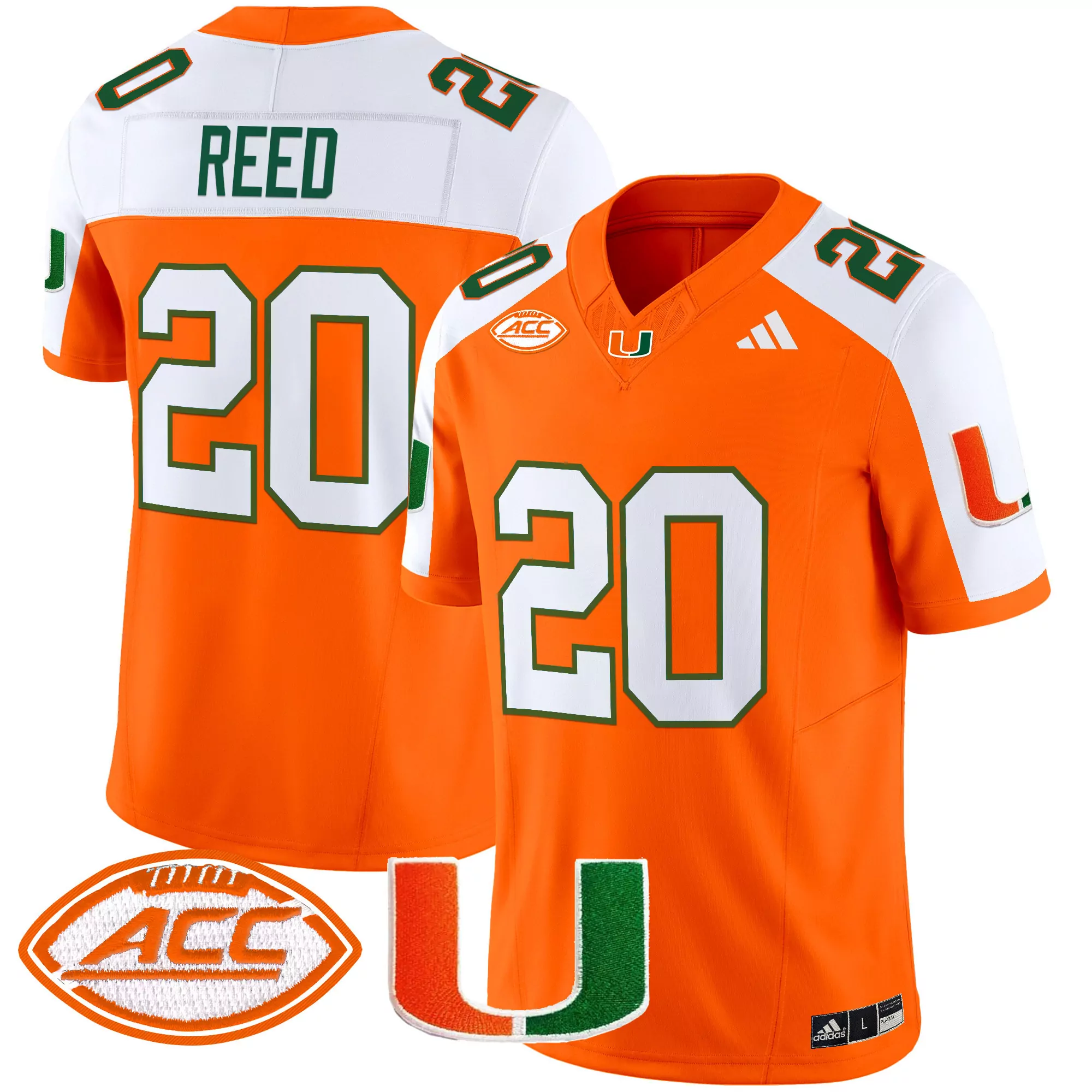 Reed 20 Men'S Miami Hurricanes Green Stitched Jersey With Acc Patch 2025