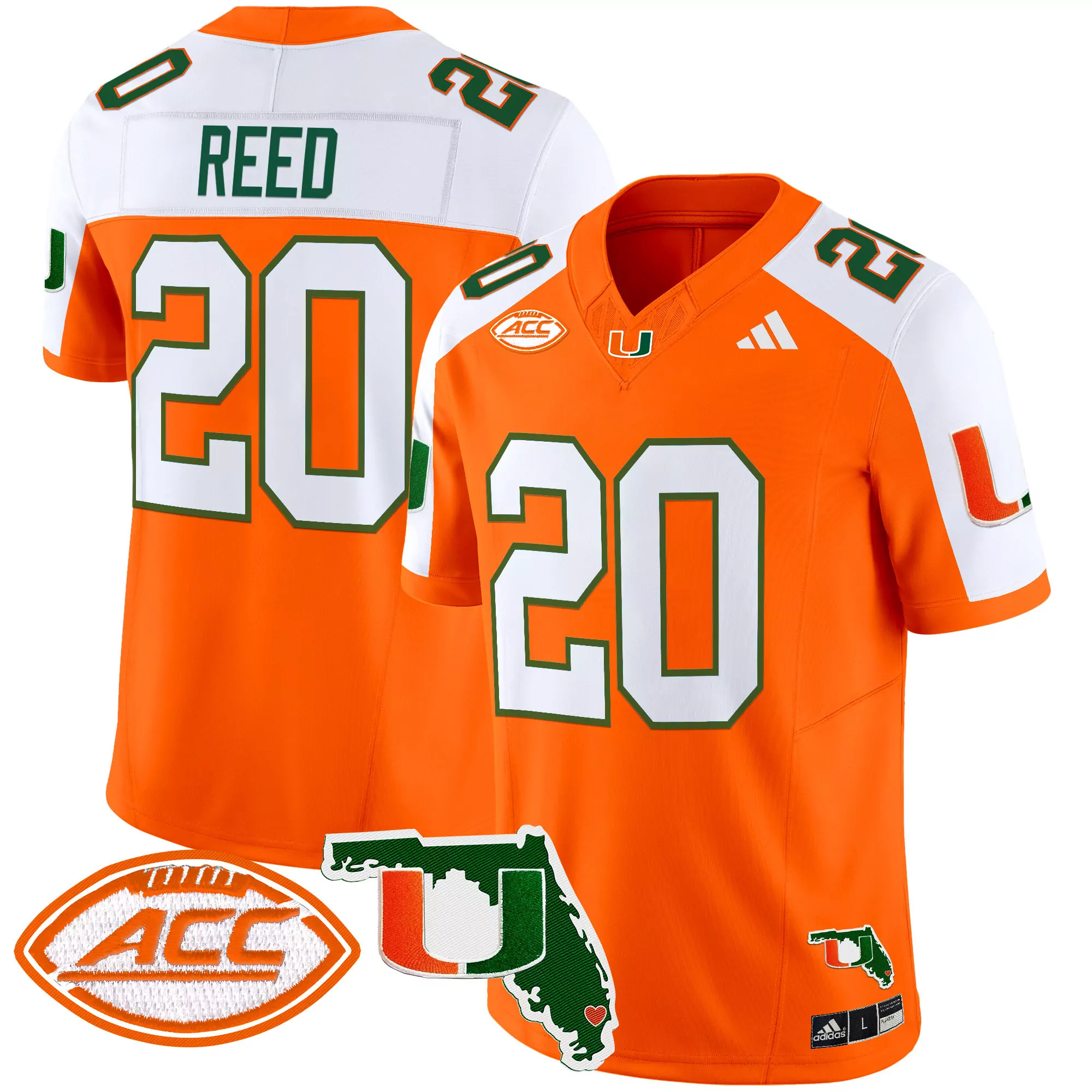 Reed 20 Men'S Miami Hurricanes Green Stitched Jersey With Acc Patch 2025