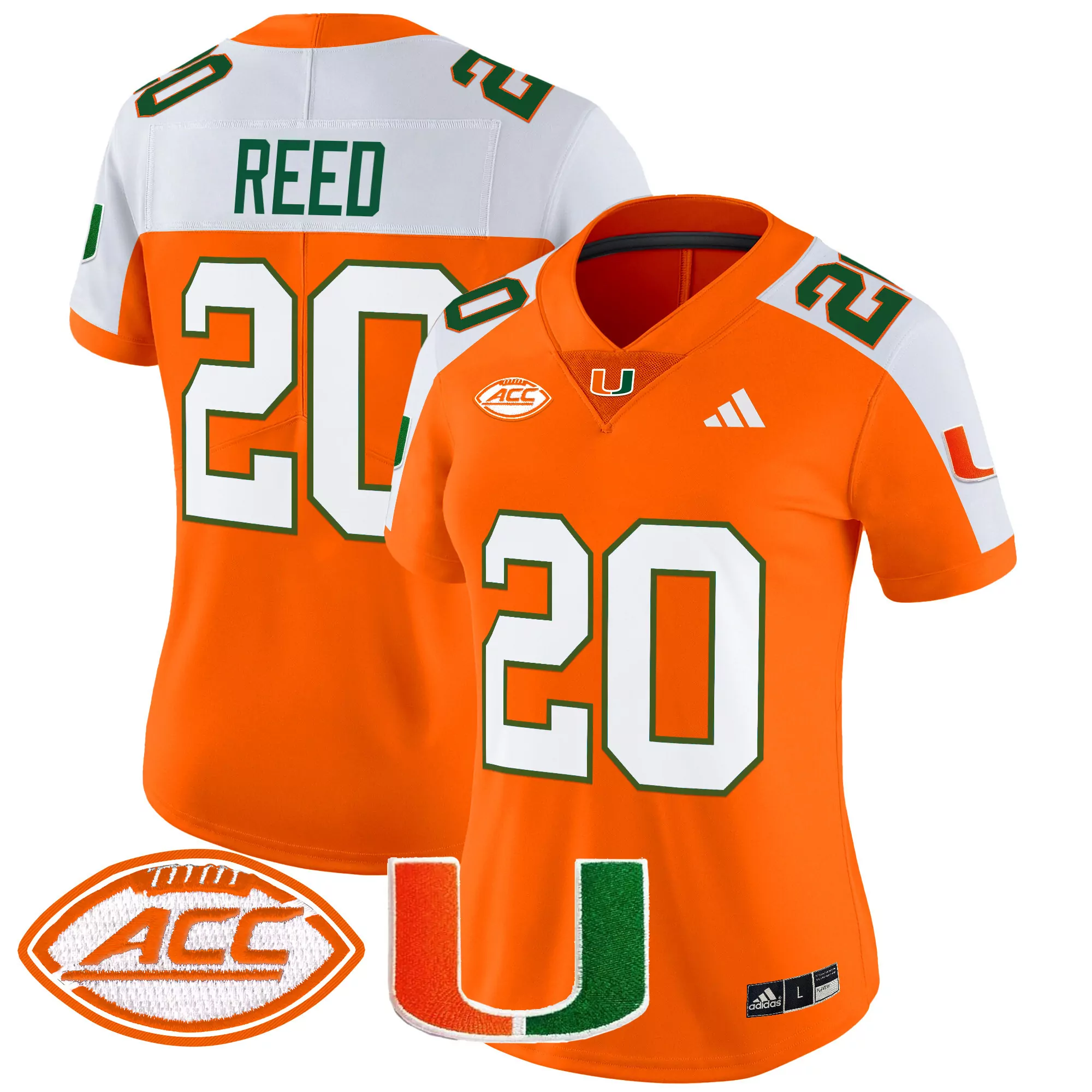reed 20 women s miami hurricanes white vapor stitched jersey with florida patch 2025