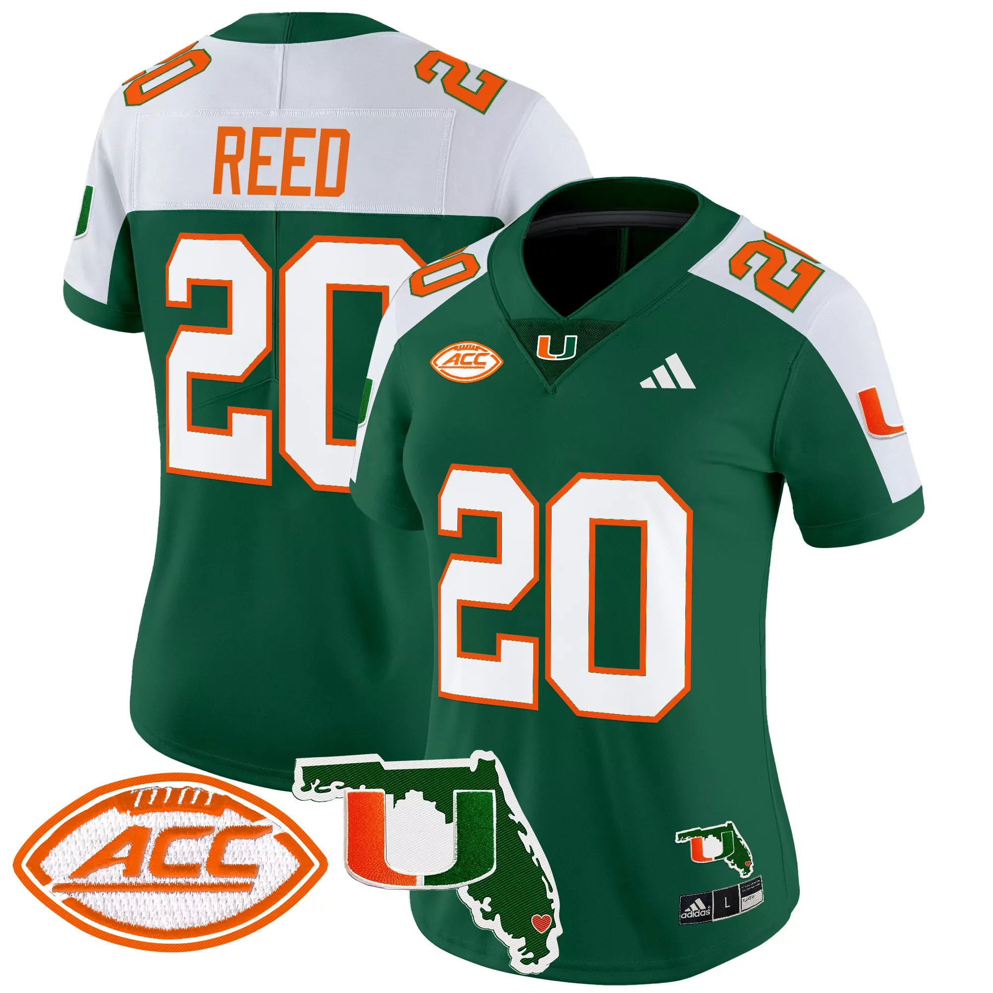 Reed 20 Women'S Miami Hurricanes Black All Stitched Jersey With Name Patch 2025