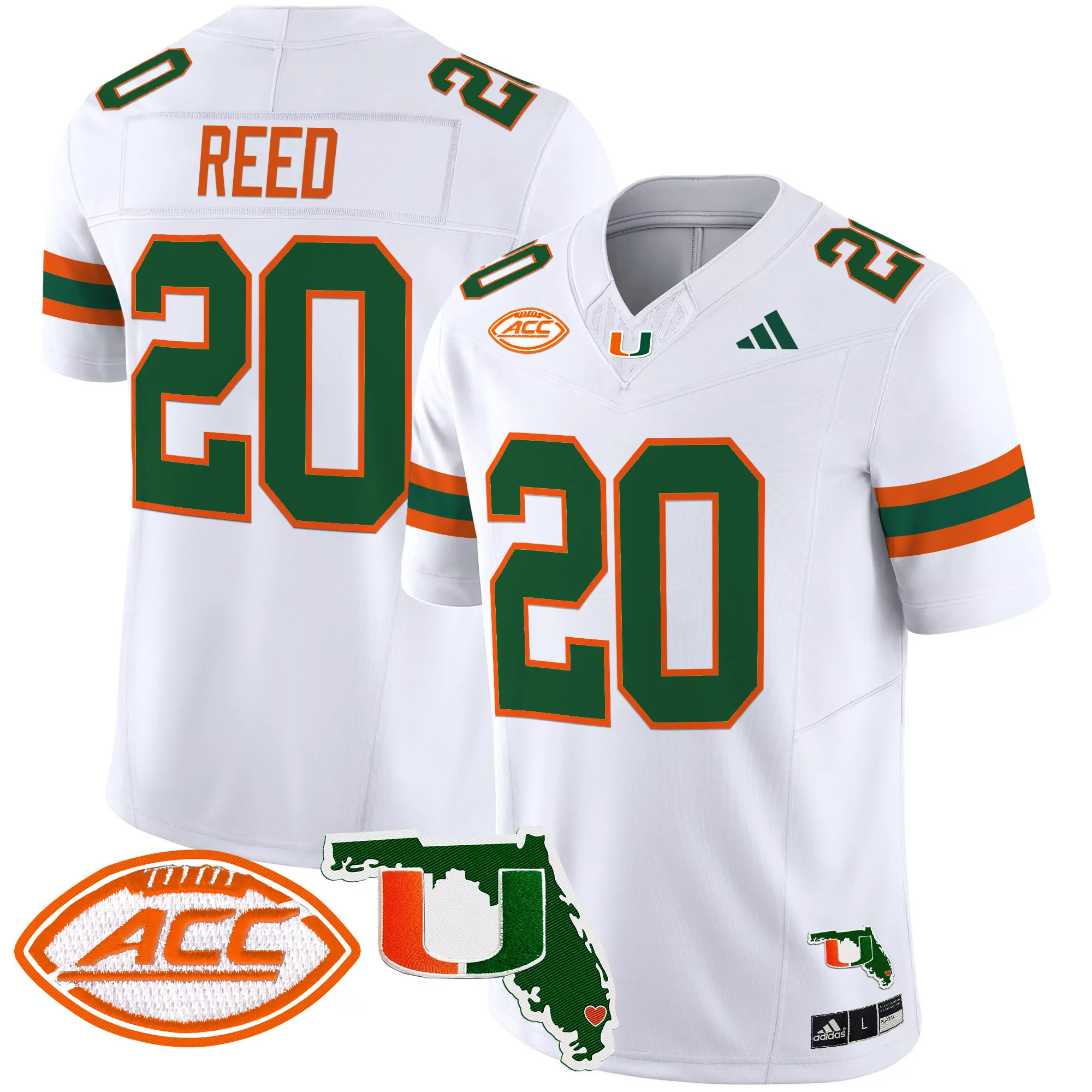 Reed 20 Women'S Miami Hurricanes Orange Stitched Jersey With Name Patch 2025