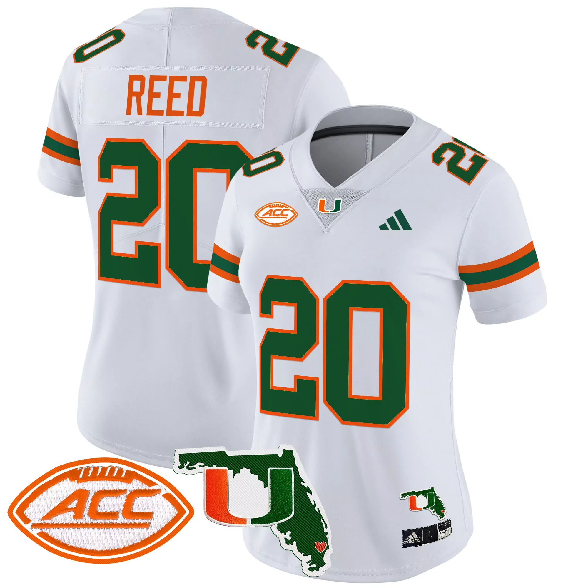 Reed 20 Women'S Miami Hurricanes Orange Stitched Jersey With Name Patch 2025